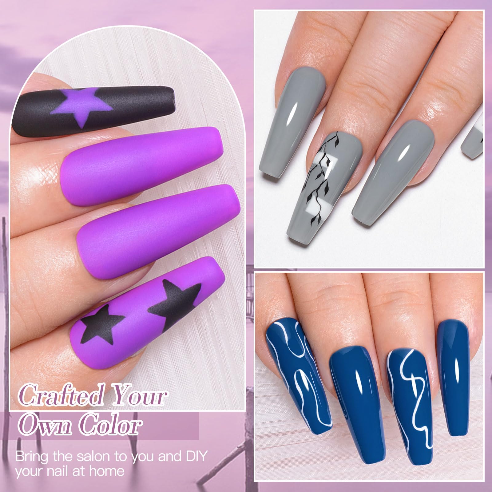 Meet Across Gel Nail Polish 12Pcs Blue Purple Gel Polish Set Soak Off Uv Led Nail Art Manicure Diy Home Salon Gift For Women