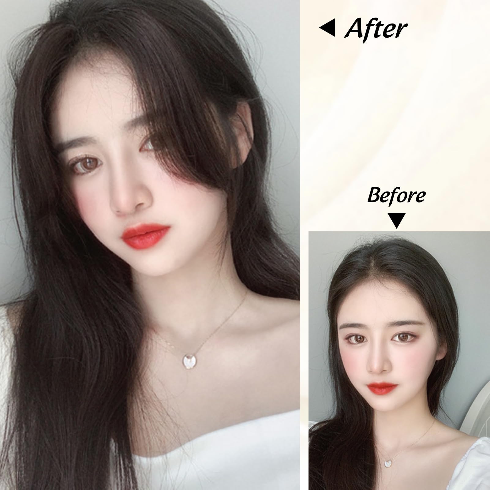 NICENEEDED Side Bangs Clip in Bangs, 2Pcs French Bangs, Hair Clip in Bangs Fringe Swept Natural Look Hair Piece Human Hair Exten