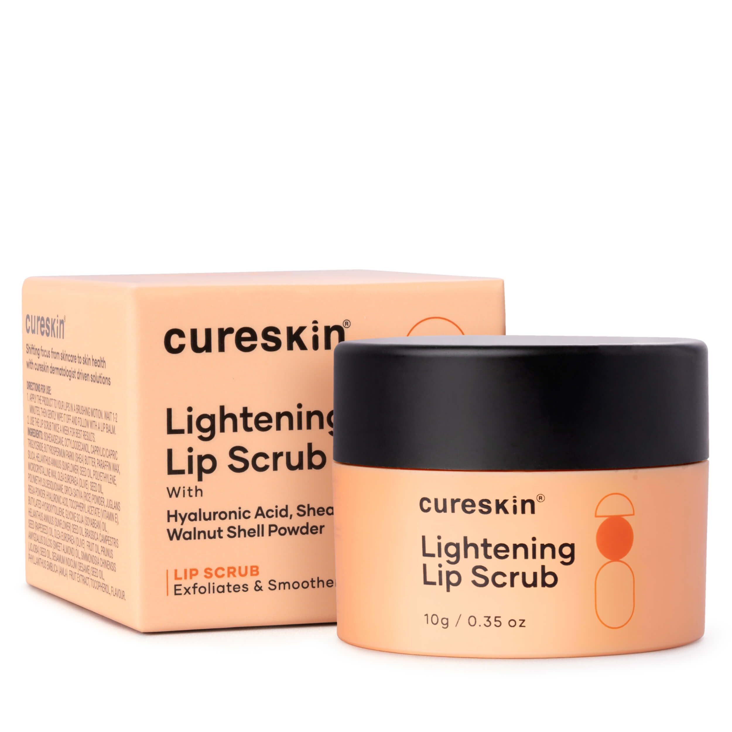 Cureskin Lightening Lip Scrub For Men And Women | Lip Scrub For Dark Lips To Lighten Pink With Hyaluronic Acid, Shea Butter And 
