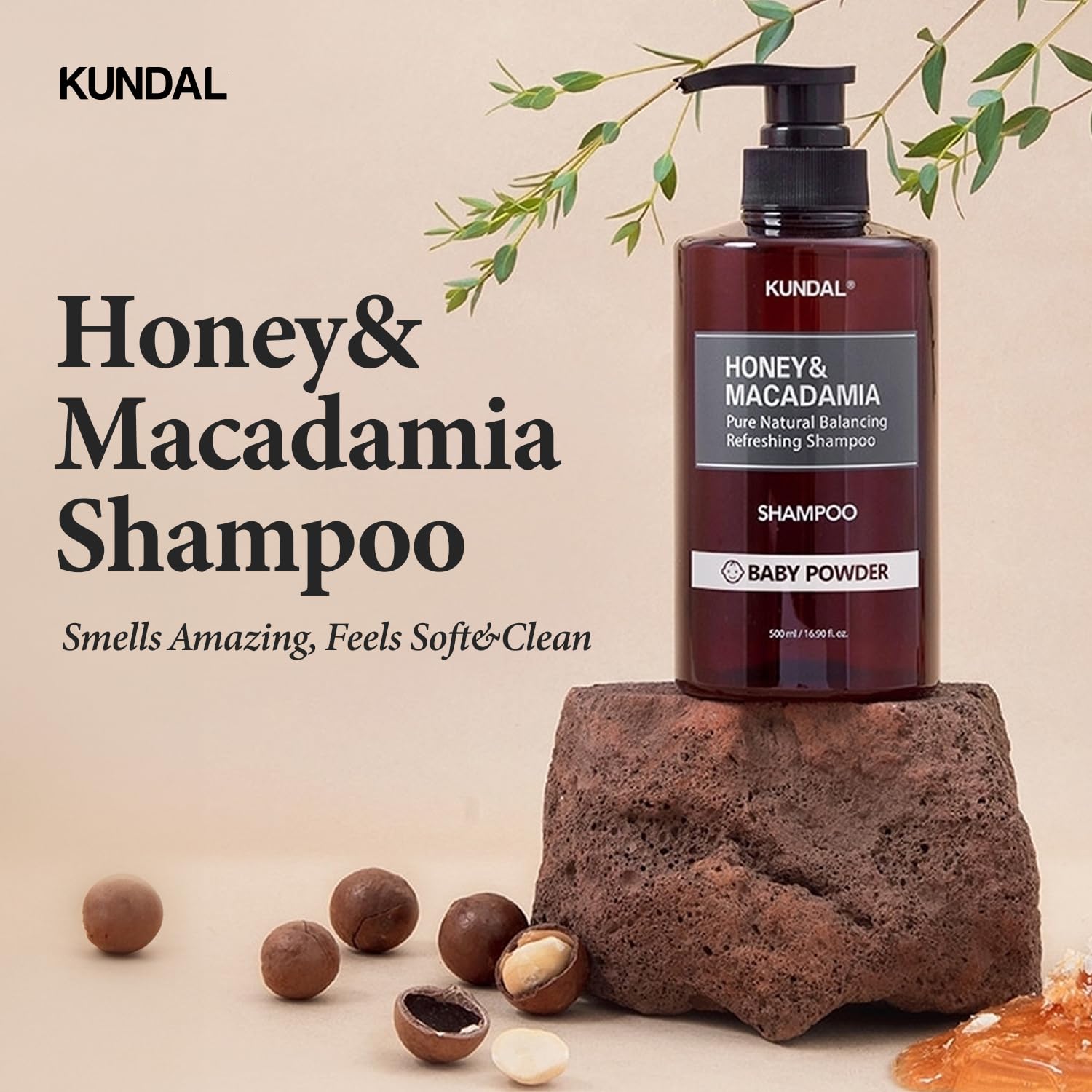 Kundal Natural Hair Shampoo [Fuzzy Navel Scent] Nourishing For Dry Hair With Honey, Argan, Macadamia Oils - Paraben & Sulfate Fr