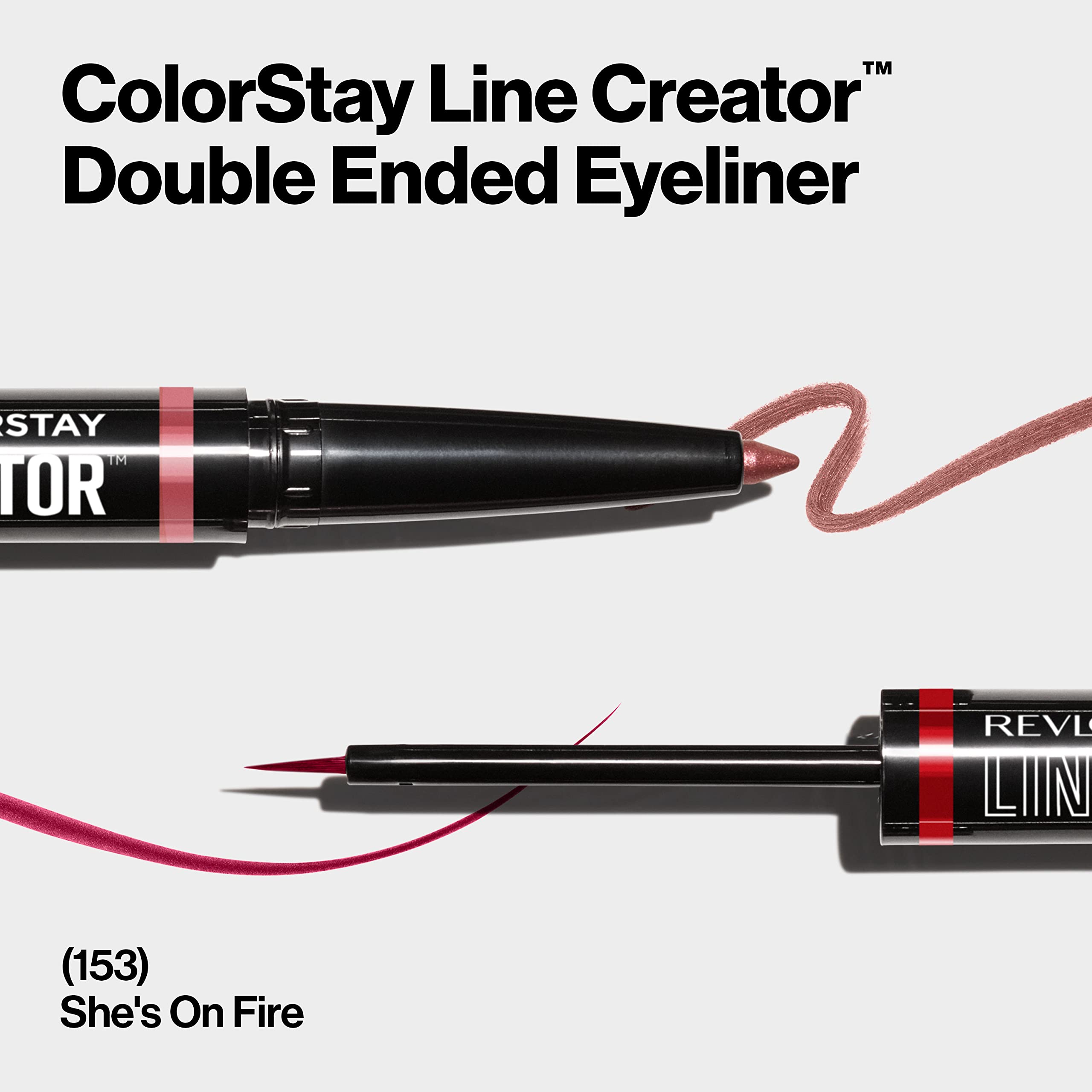Revlon Liquid Eyeliner & Smoky Kohl Pencil, Colorstay Line Creator Eye Makeup, Waterproof & Transferproof, 153 She'S On Fire, 0.