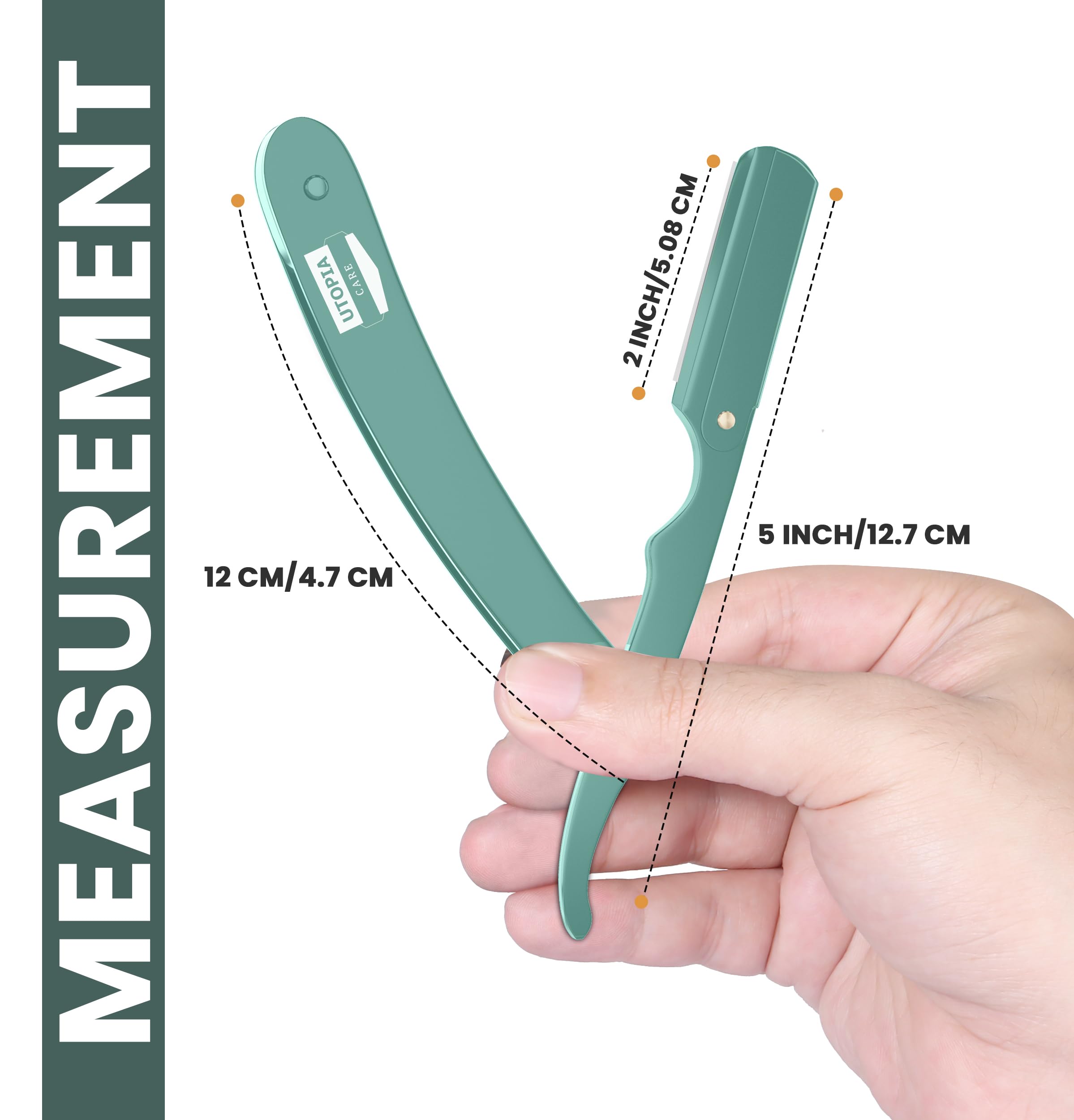 Utopia Care Professional Barber Straight Edge Razor Safety With 100-Pack Derby Blades - 100 Percent Stainless Steel - (Mint)