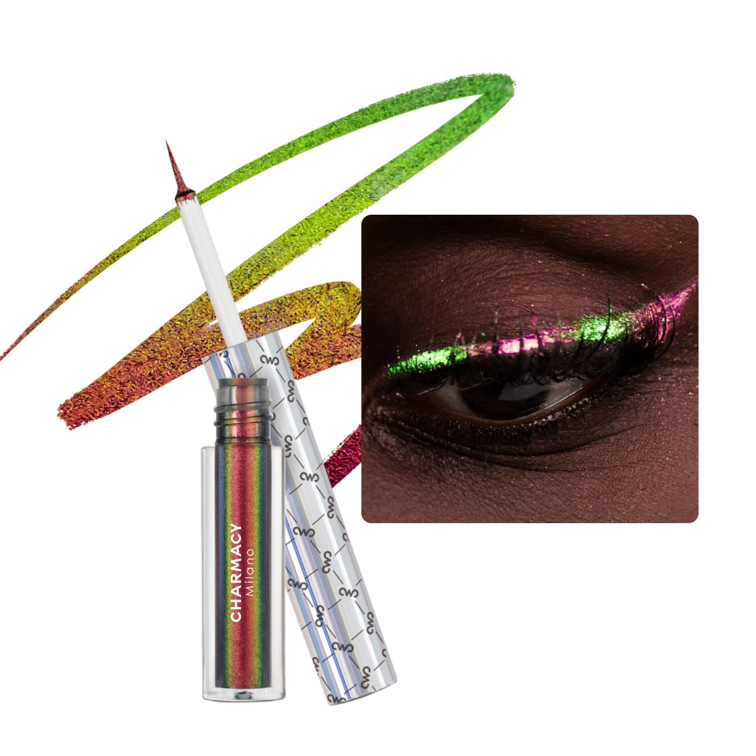 Chameleon Glitter Liquid Eyeliner, Highly Pigmented Intense Color Shifting, Waterproof Eyeliner Metallic Multi-Reflective Finish