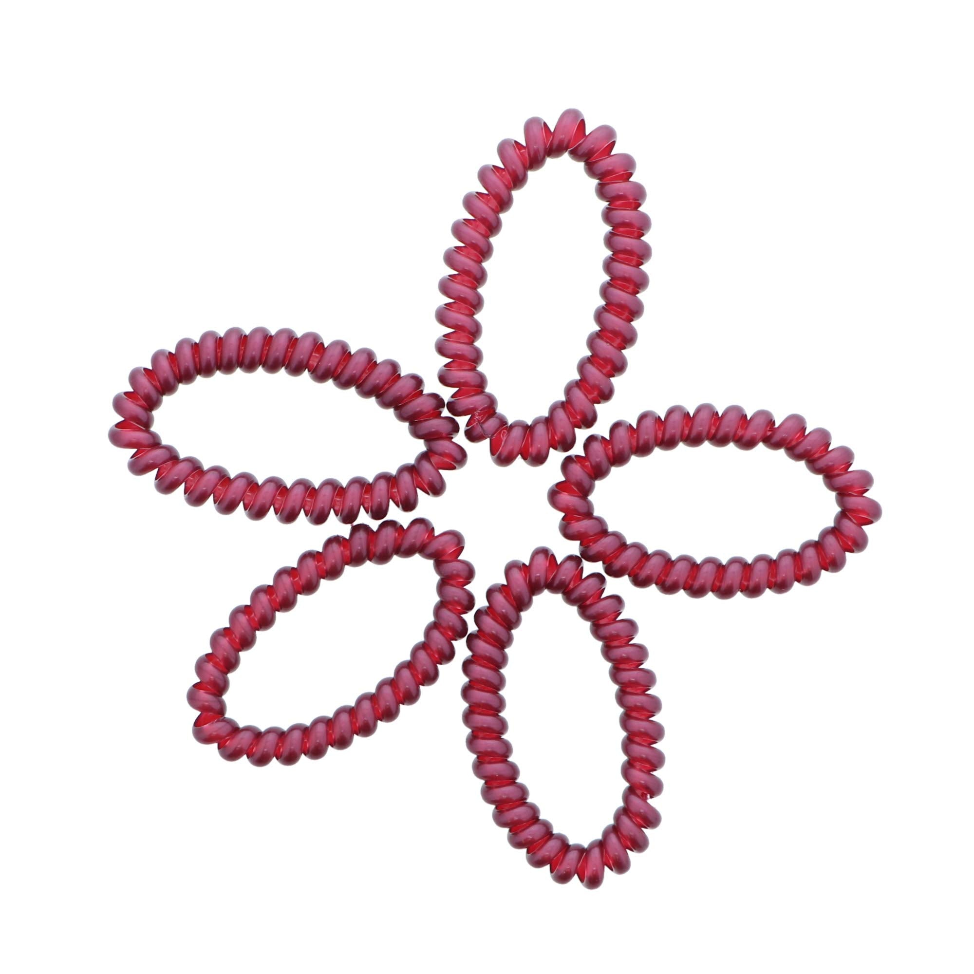 Shiny Coil Pony Holders Spiral Hair Ties - 5 Pack (Purple)