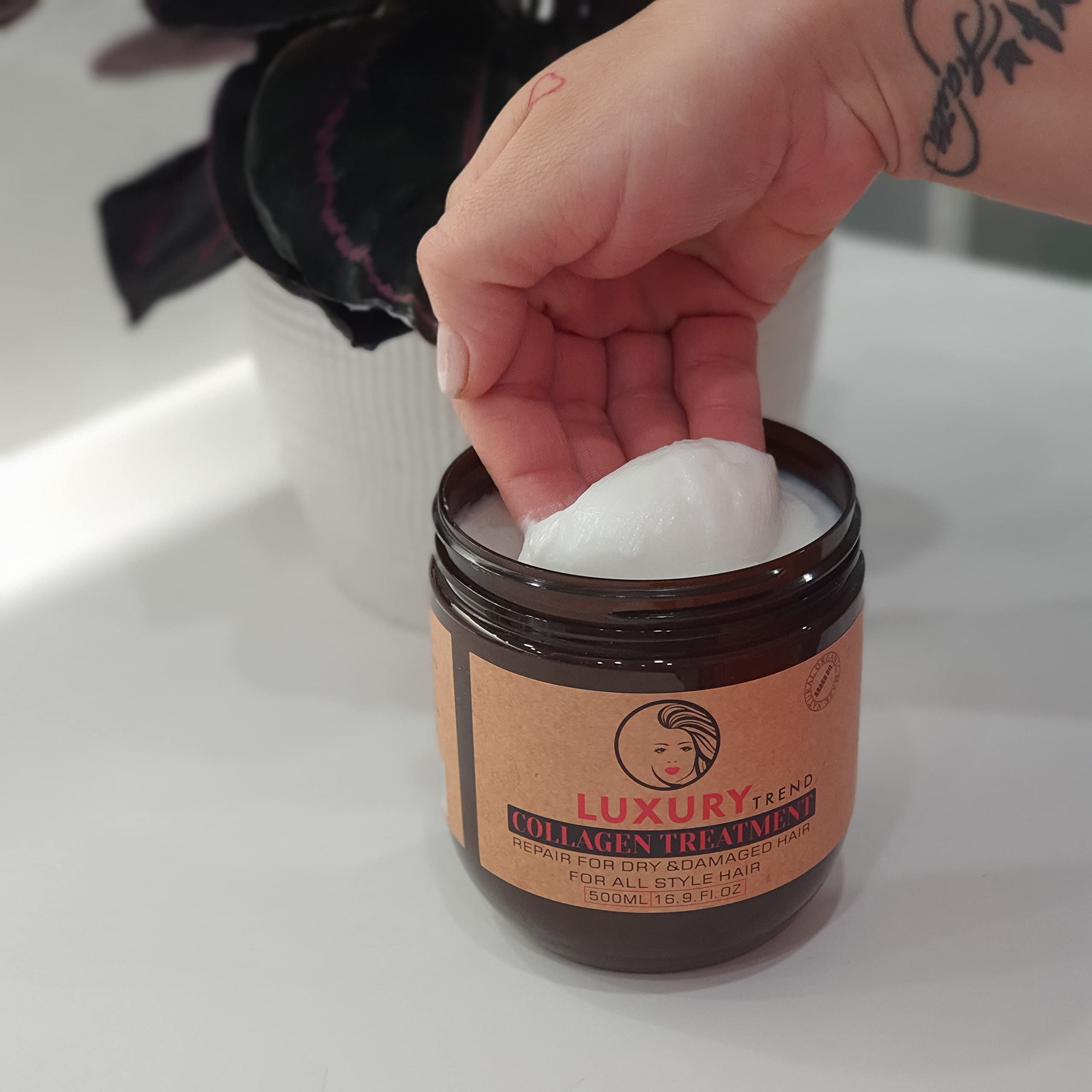 Luxury Trend Collagen Hair Mask For Damaged Hair - Hydrating And Repairing Formula, Promotes Growth And Thickness - Ideal For Cu