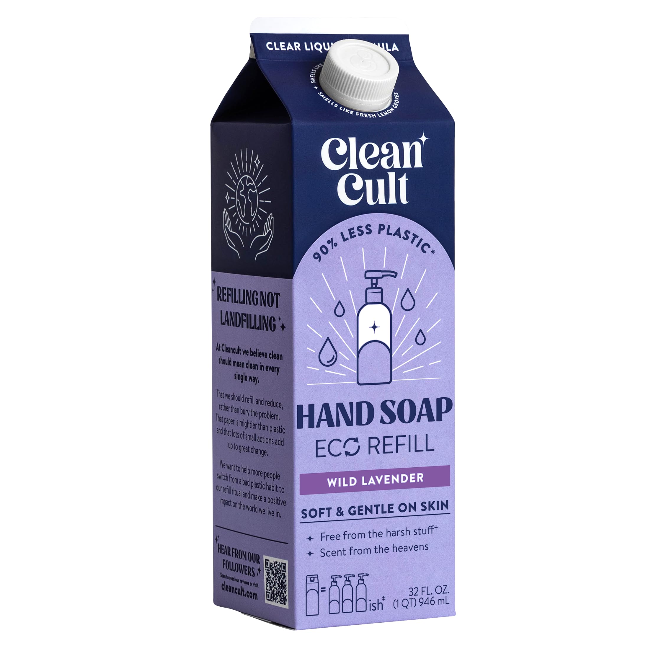 Cleancult Liquid Hand Soap Refill - Wild Lavender - Moisturizes Dry & Sensitive Skin - Made with Aloe Vera & Lavender Essential 