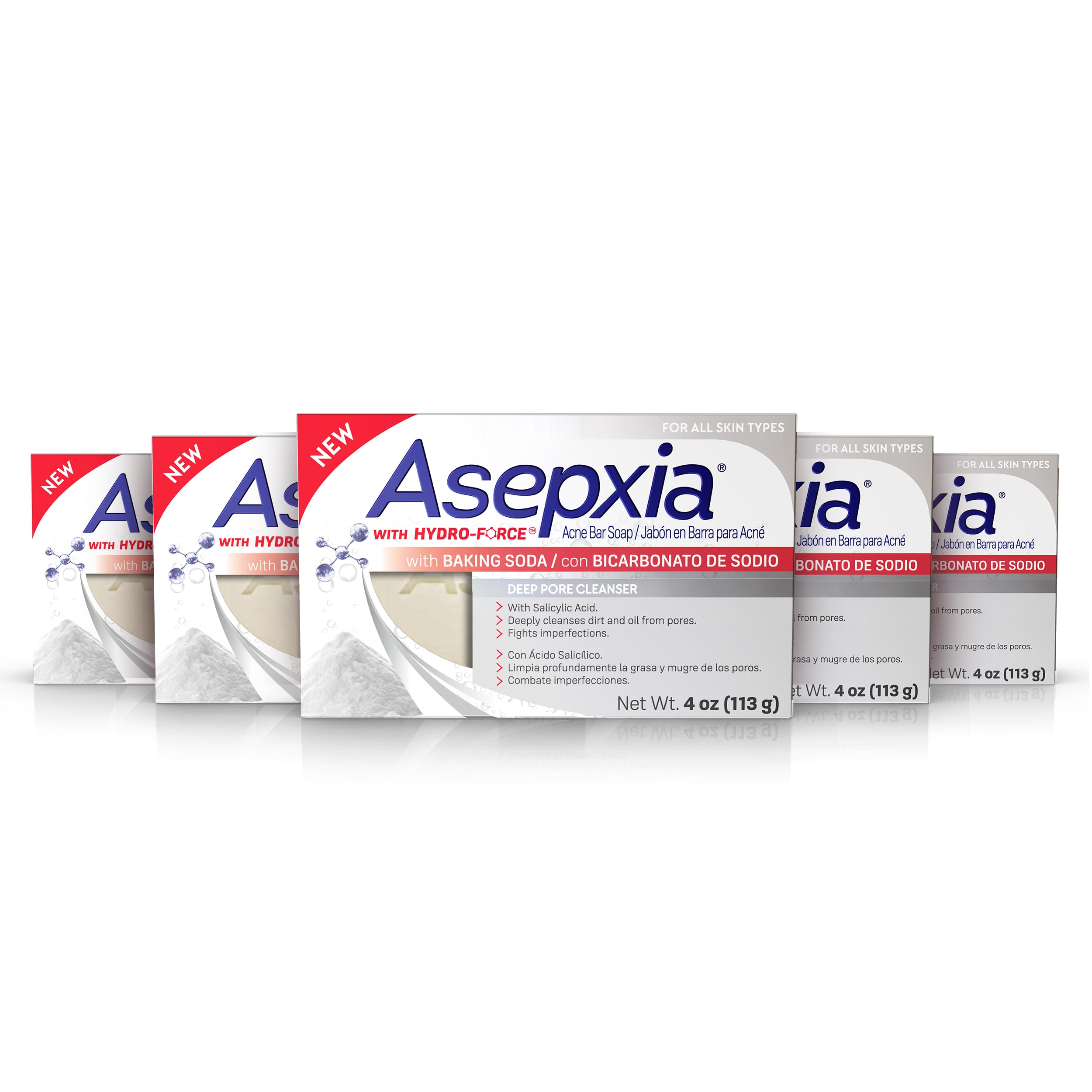 Asepxia Cleansing Bar Baking Soda, Multipack: Deep Skin Cleansing, Acne Fighting with 2% Salicylic Acid, Removes Oil and Dirt, P