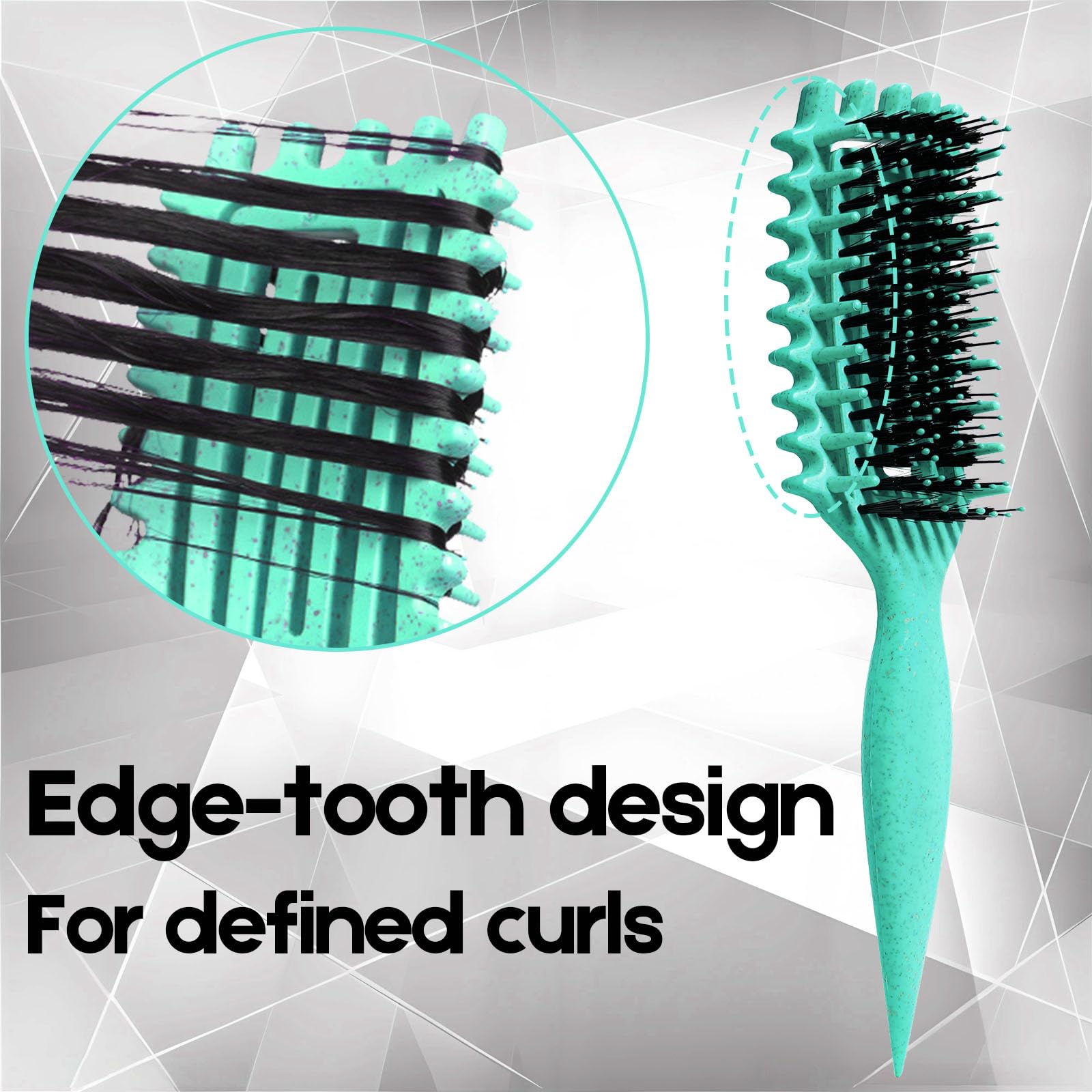 Curly Hair Brush Candybrush Curl Defining Brush for Detangling Shaping and Defining Curls for Women, Men, Wet & Dry Hair (Green)