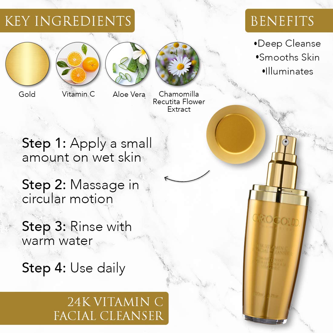 Oro Gold 24K Vitamin C Facial Cleanser From