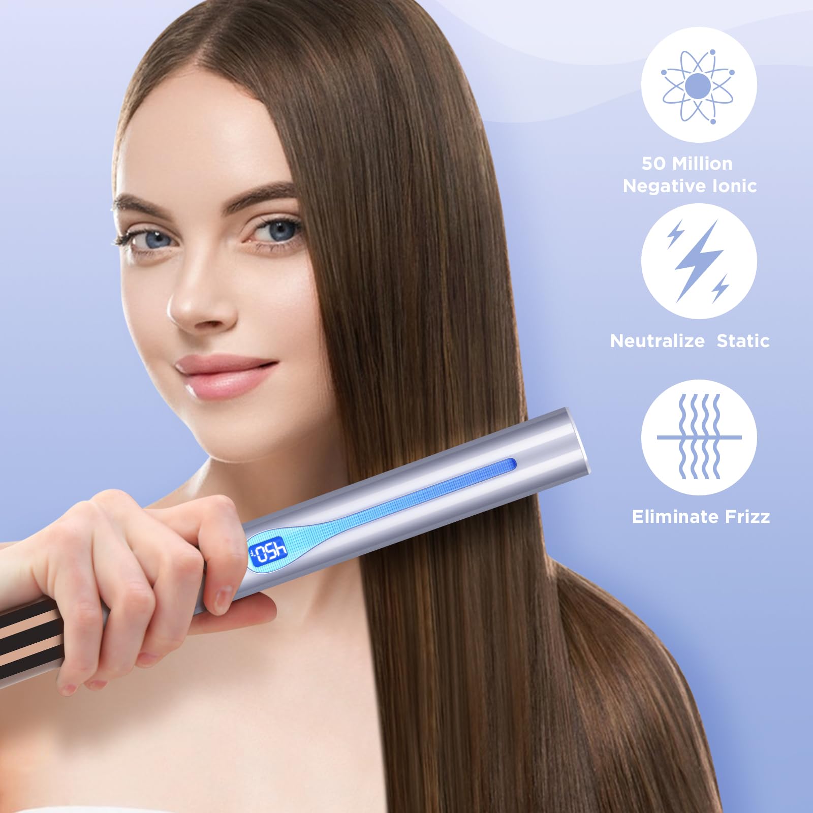 Ig Inglam Titanium Flat Iron Hair Straightener, Curling Iron 1 Inch, Infrared Negative Ionic Hair Iron Straightener 11 Adjust Te