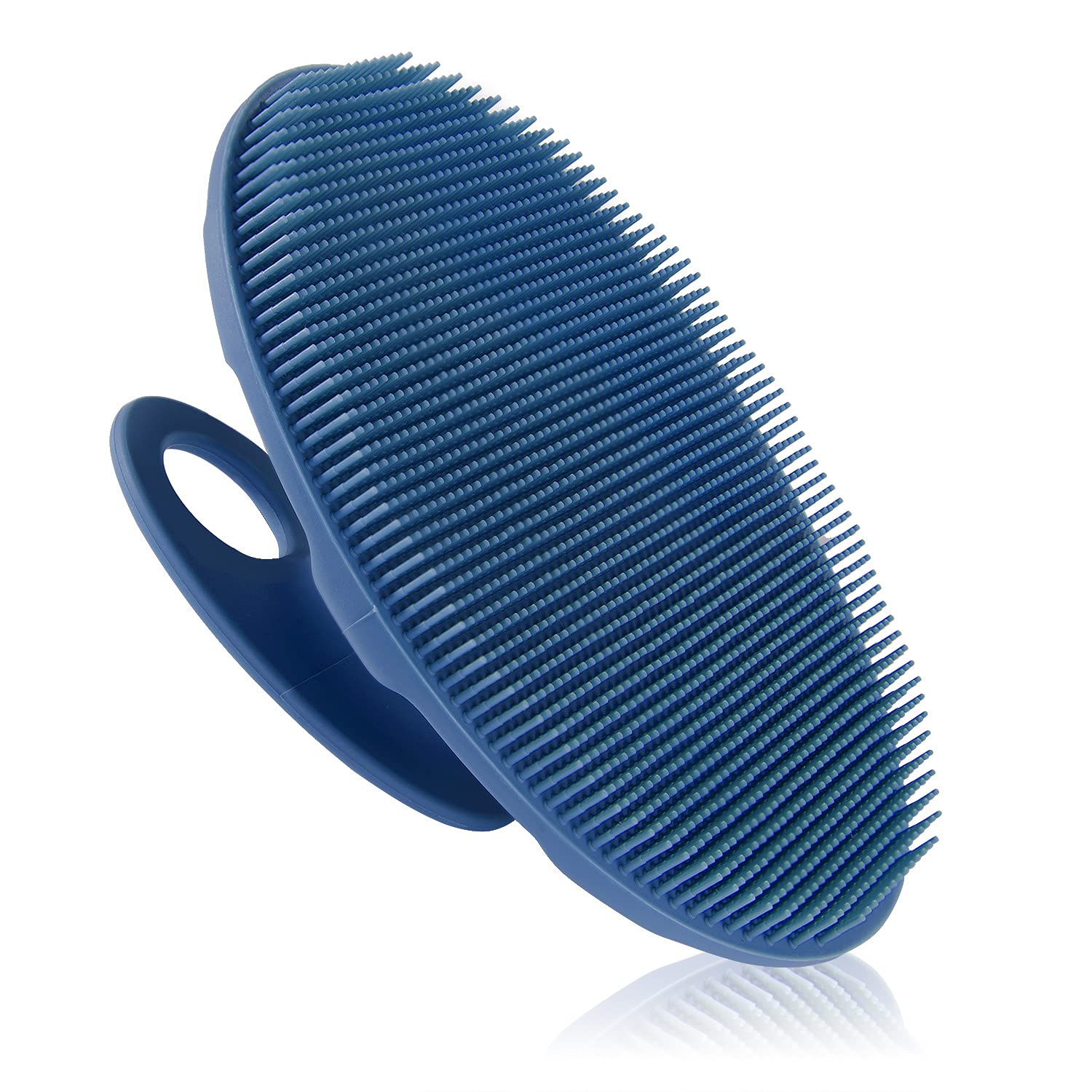 Food-Grade Soft Silicone Body Cleansing Brush Shower Scrubber, Gentle Exfoliating And Massage For All Kinds Of Skin (Dark Blue)