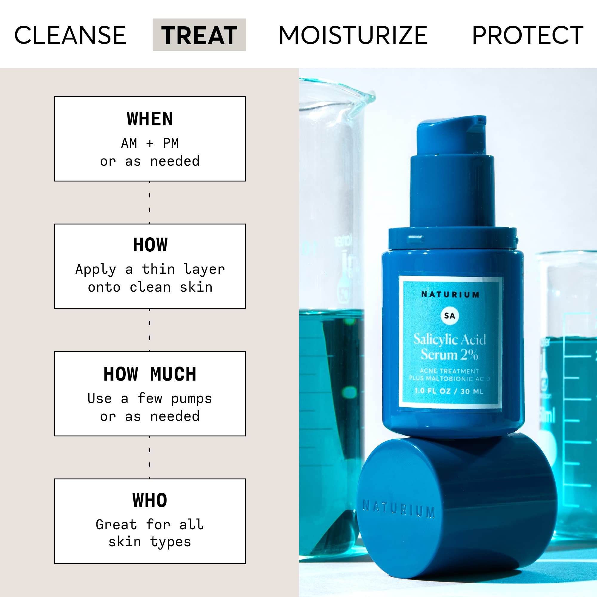 Naturium Salicylic Acid Serum 2%, Plus Maltobionic Acid, Blemish Treatment, 1.0 oz