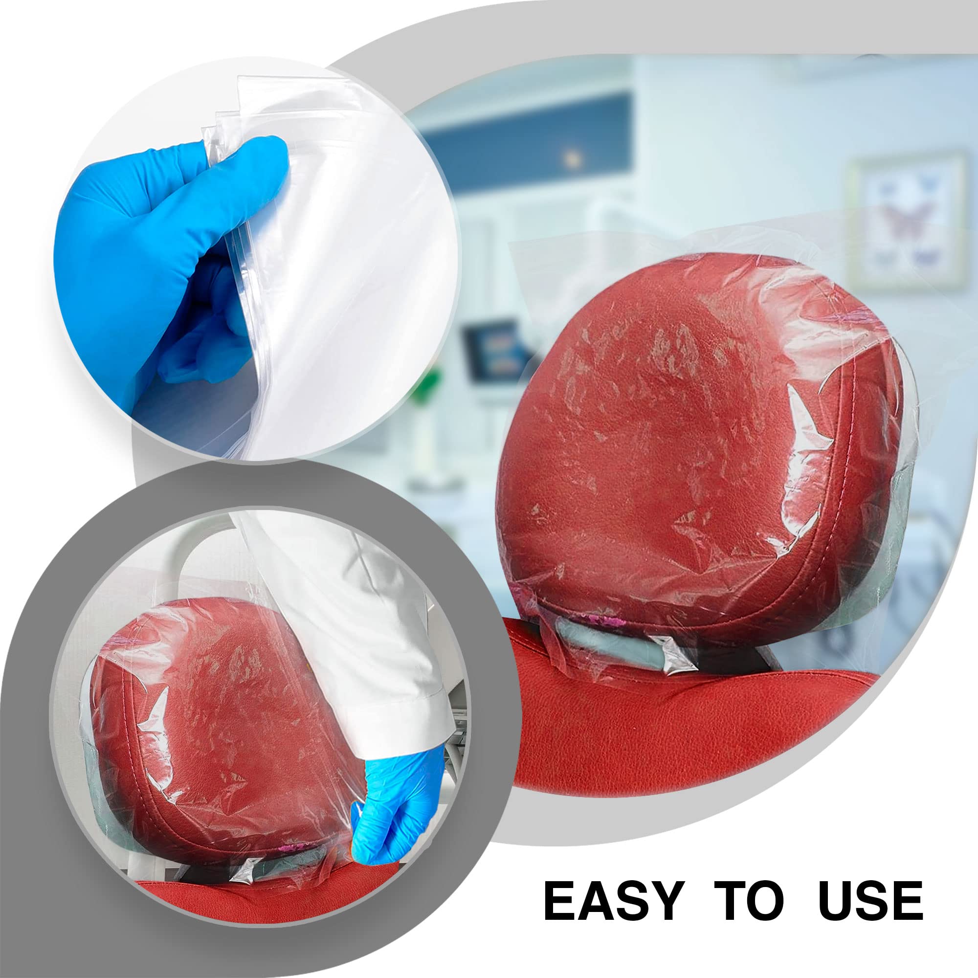 Pruvade Disposable Dental Headrest Covers 11.25'' X 10''  Pack Of 250  Large Clear Plastic Headrest Cover For Tattoo, Piercing A