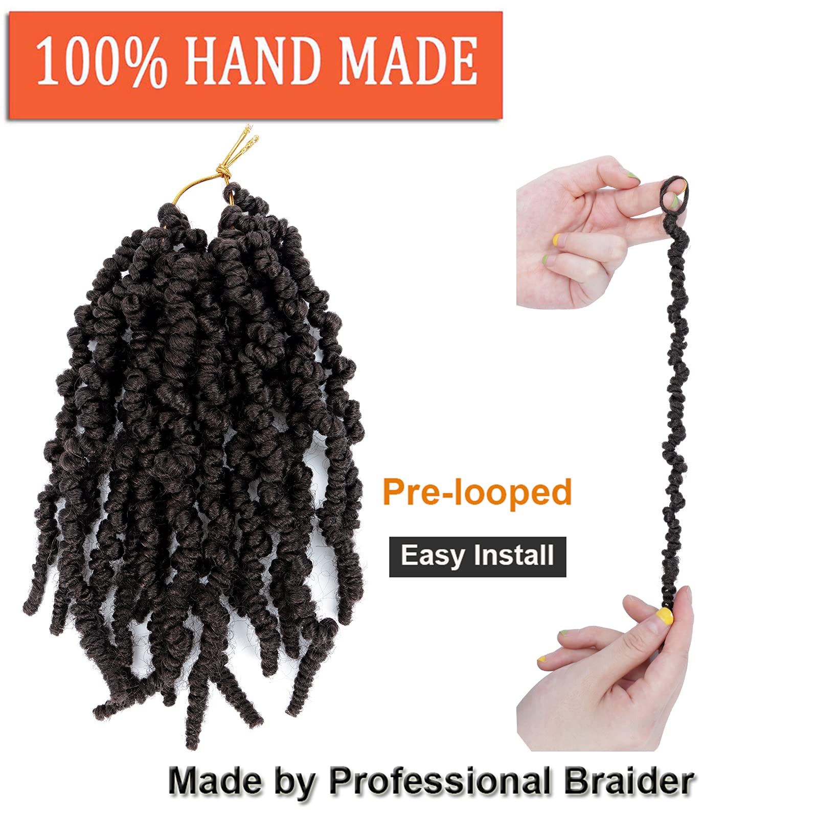 Dorsanee Pre-Twisted Spring Twist Crochet Hair 8 Inch 4 Packs Short Curly Crochet Hair Pre Looped Crochet Braids Mini Passion Tw