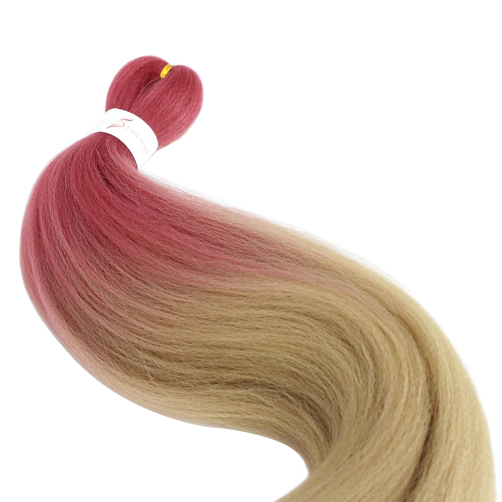 Dorsanee Rose Red/Light Brown Braiding Hair Pre Stretched 24 Inch 3 Packs Braiding Hair Extensions For Box Braids Twists Locs Ha