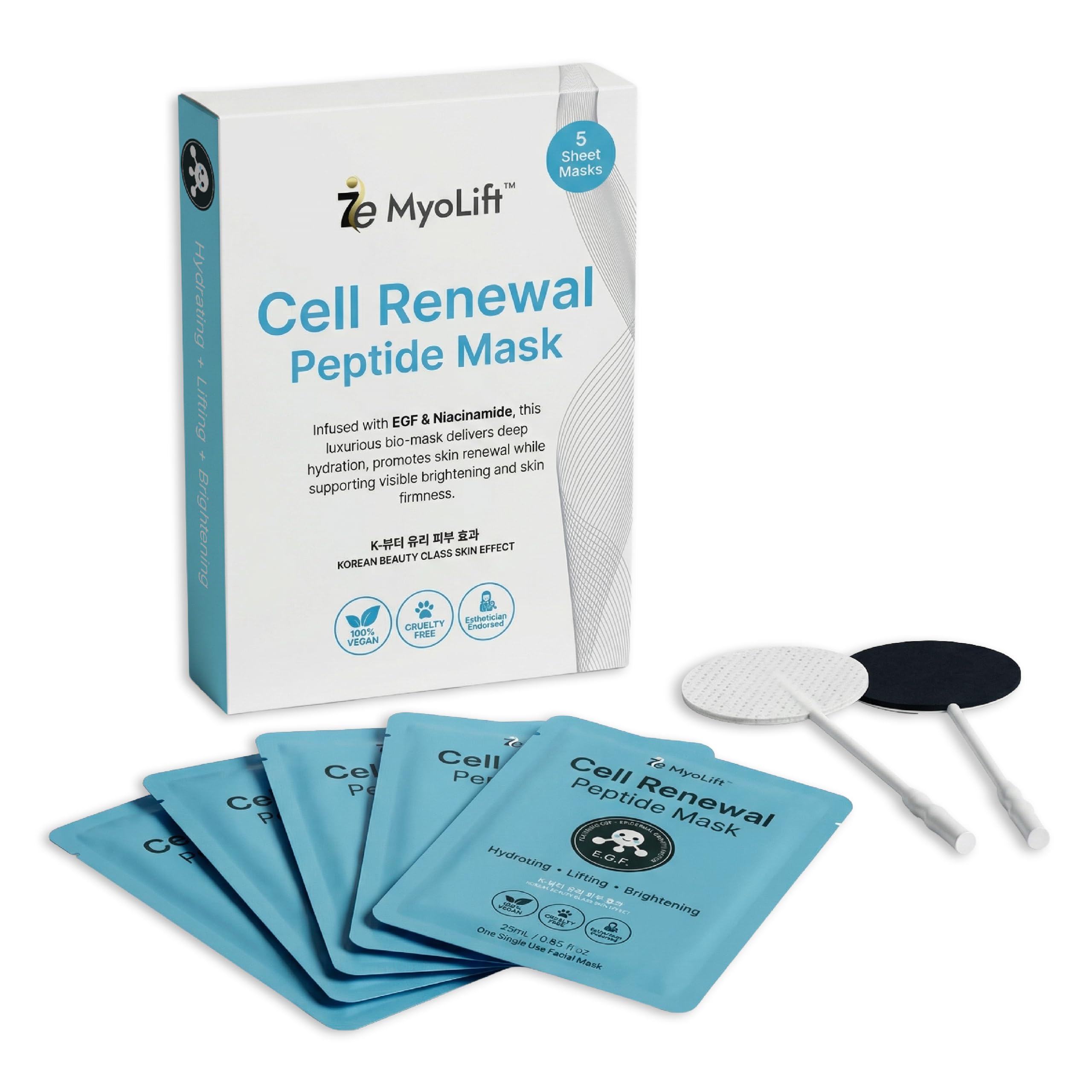 myolift 7E Wellness Peptide Mask, 1 Pack, BioCellulose Face Mask