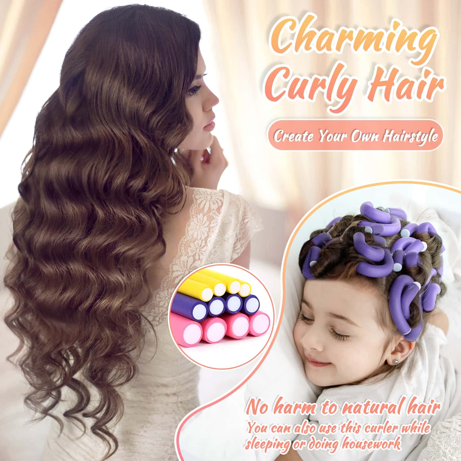 30Pcs 9.45'' Flexible Curling Rods No Heat Hair Rollers Curlers With 3 Sizes Foam Curlers Hair Rods For Short And Long Hair