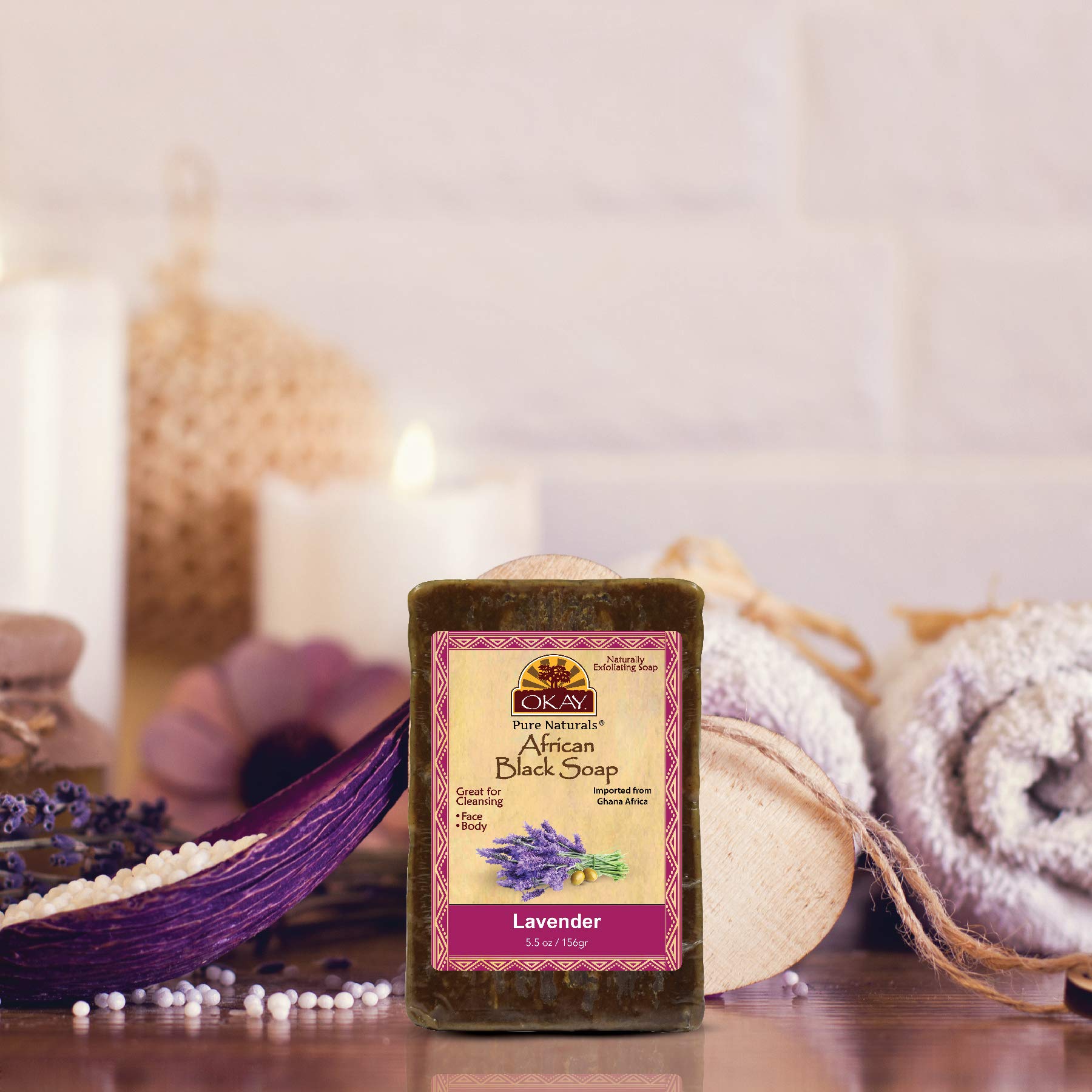 OKAY AFRICAN BLACK SOAP LAVENDER 5.5oz / 156gr