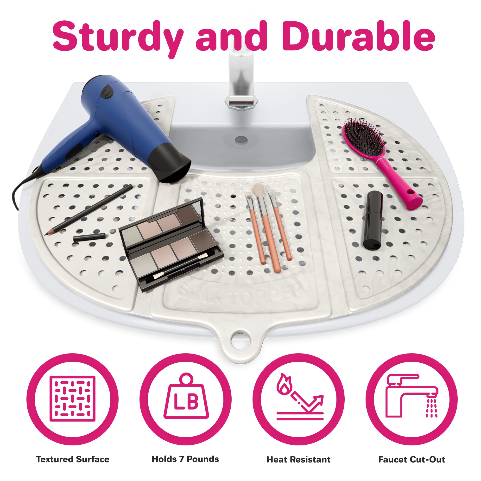Sink Topper - Compact Foldable With Hanging Loop, Silicone Beauty Makeup Brush Cleaning Mat, Heat Resistant For Beauty Tools, Ba