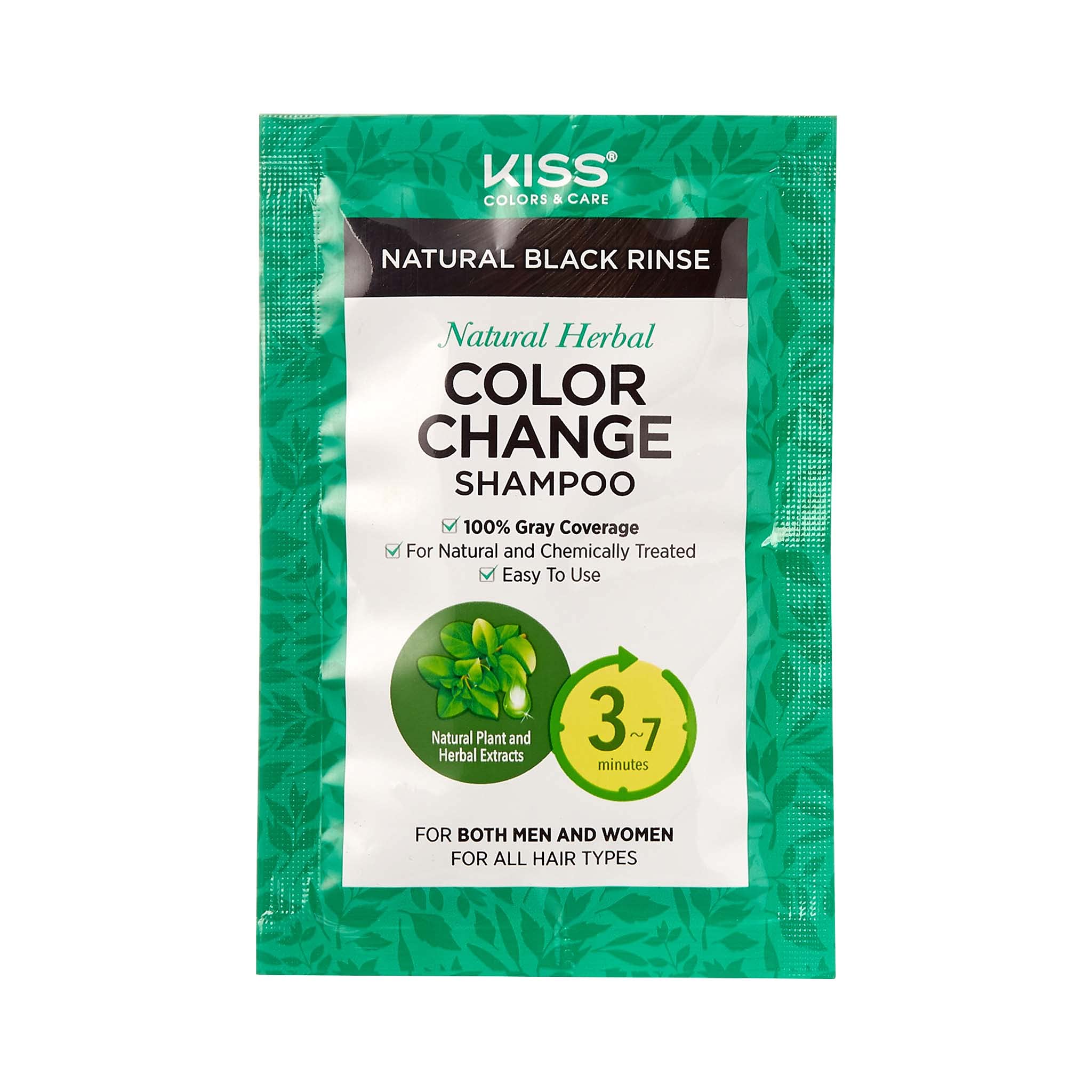 Kiss Quick Cover Natural Herbal Color Change Shampoo 3 Pouches (3 Pack, Natural Black)