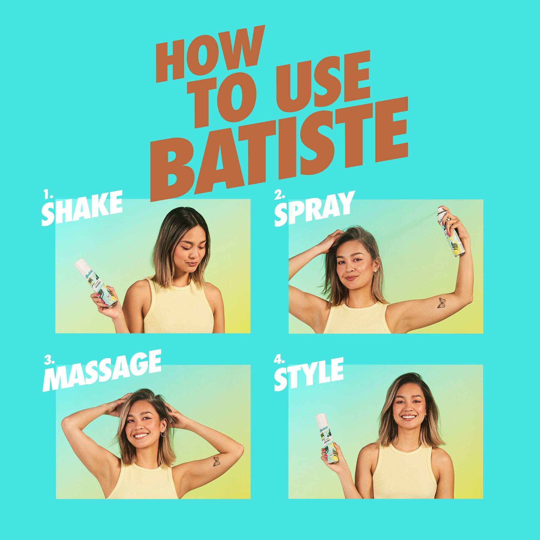 Batiste Dark Dry Shampoo, Waterless Shampoo, 3.81Oz 3 Pack