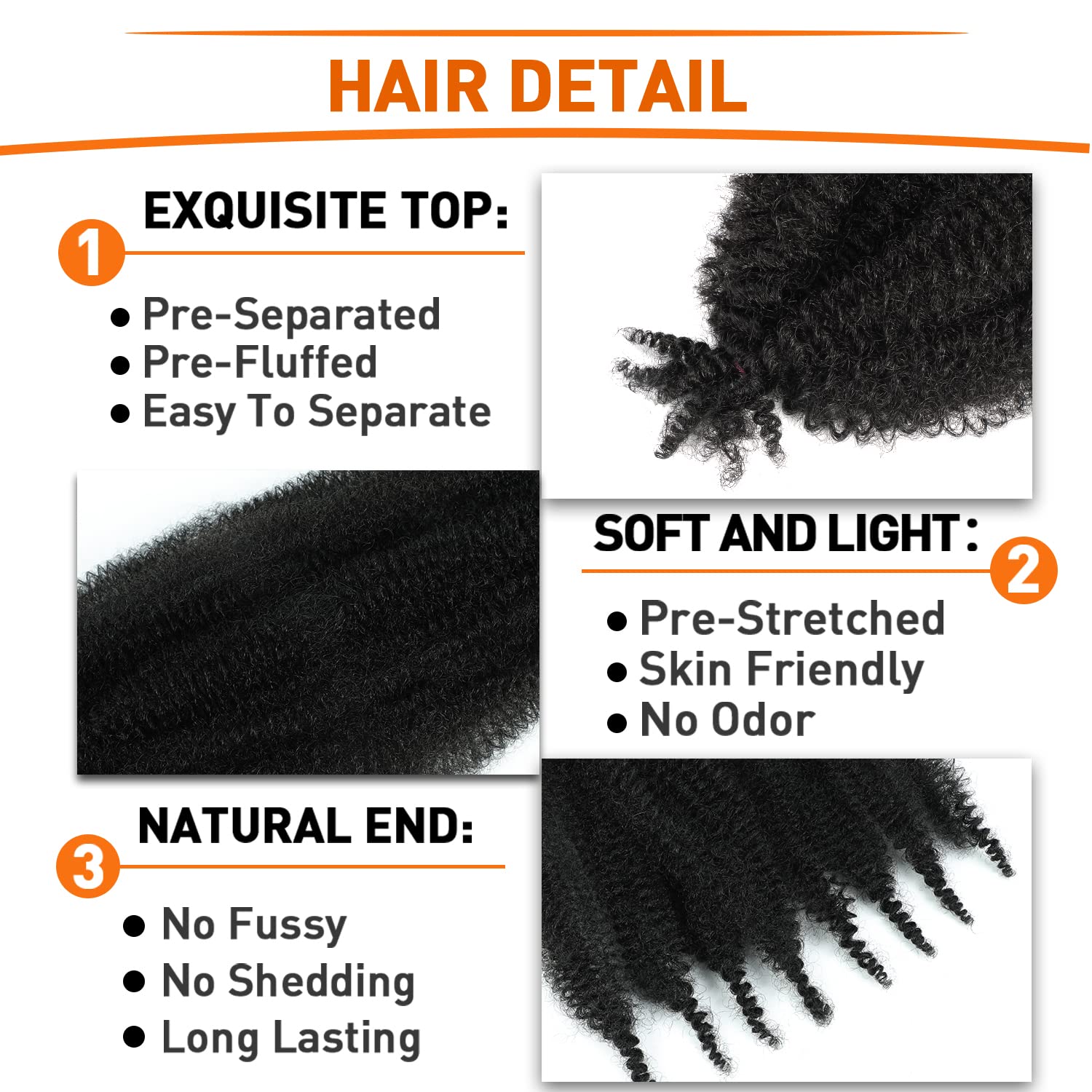 Springy Afro Twist Hair 10 Inch 6 Packs Pre Fluffed Marley Twist Braiding Hair For Black Women (10 Inch, 6 Packs, 1B)