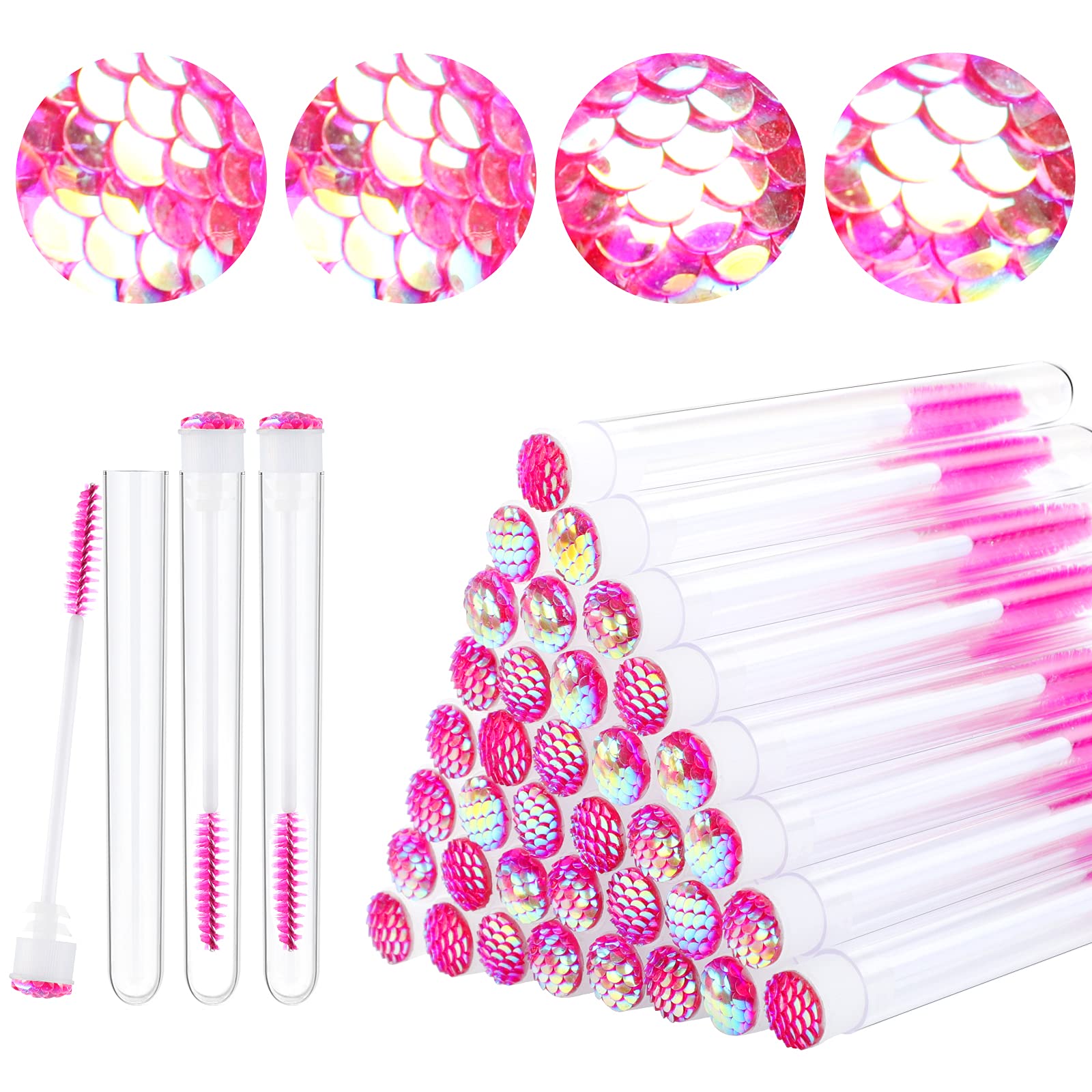 Dming 50 Pieces Disposable Mascara Brushes Eyelash Extension Brush Diamond Mascara Lash Wands with Tube Spoolies Lash Brush Make