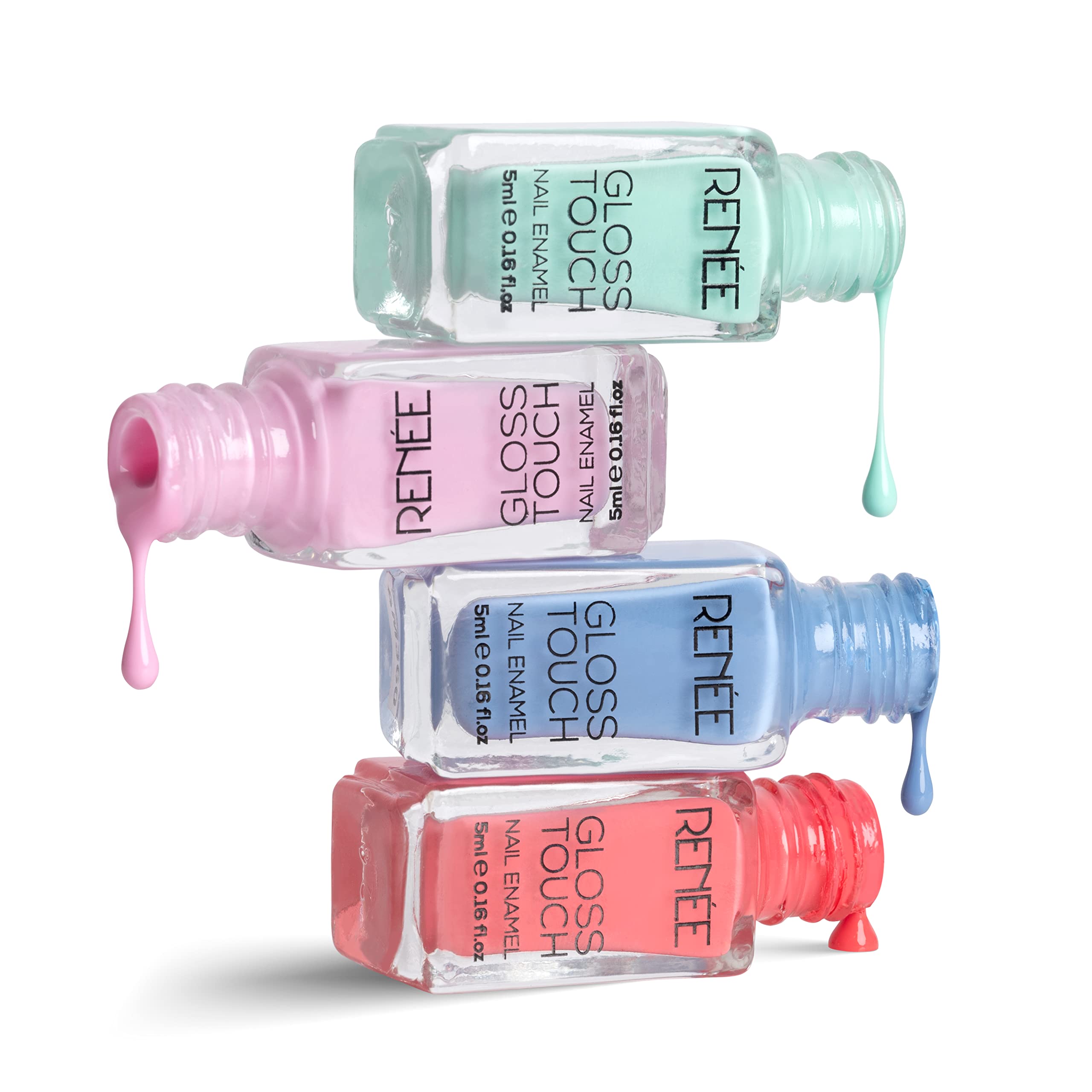 Renee Gloss Touch Set Of 4 Nail Paints  Vacay Vibe L LongLasting, High Shine | QuickDrying, ChipResistant | Trendy Shades Fo