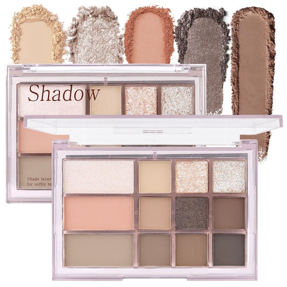 12 Girds Colorful Matte Shimmer Eyeshadow Palette for Eye Makeup,High Pigmented Eye Shadow Primers Powder Palet de sombras de oj