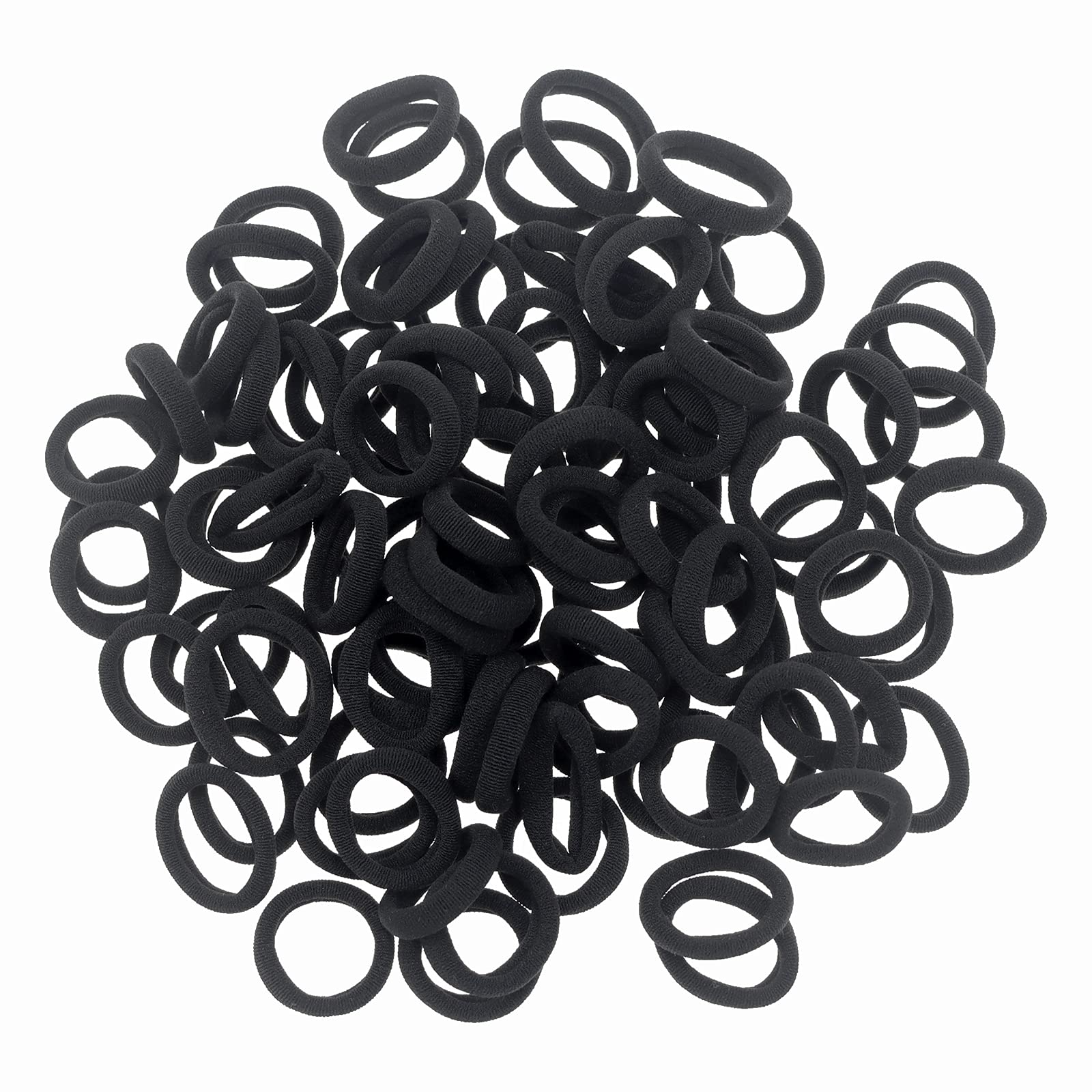 100 Pack Black Color Nylon Small Hair Ties Seamless Colorful Ponytail Holder Toddlers Baby Girls ' Hair Elastics