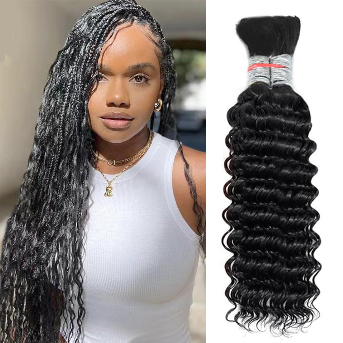 Human Braiding Hair for Boho Braids Human Hair Braiding No Weft Wet and Wavy Human Hair Braiding Hair Extensions For Boho Braids