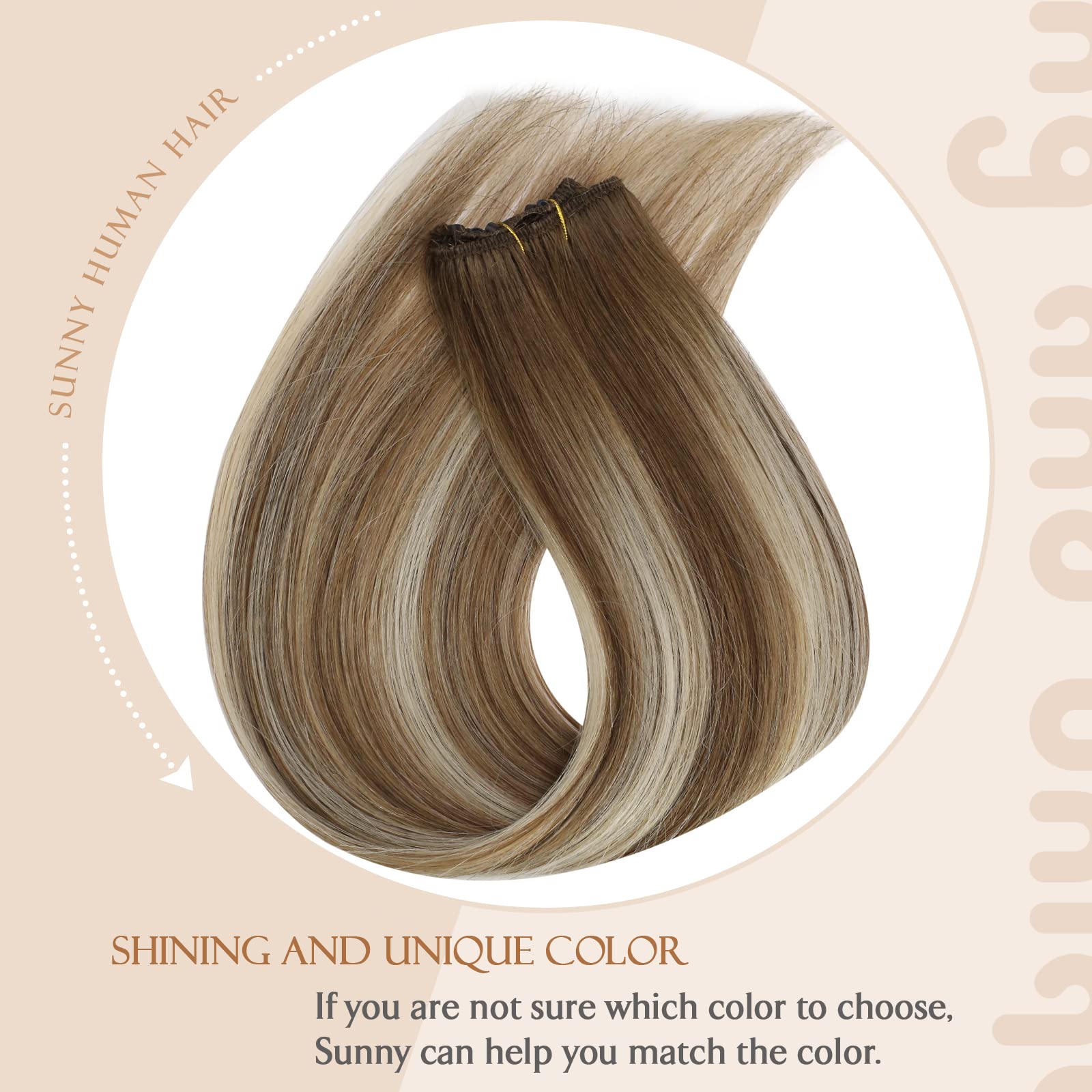 Sunny Beaded Weft Hair Extensions Medium Brown Ombre Blonde Micro Weft Hair Extensions Human Hair Ombre Brown EZE Weft Human Hai