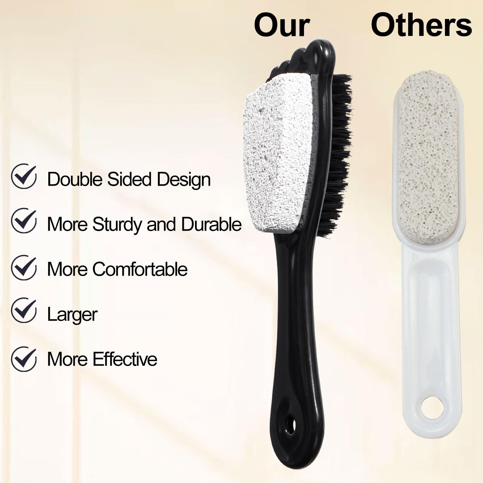 Beomeen Foot Brush and Pumice Stone Set, 3 Pcs Shower Scrubber for Exfoliation, Black, BME037, Deep Cleansing & Callus Remover