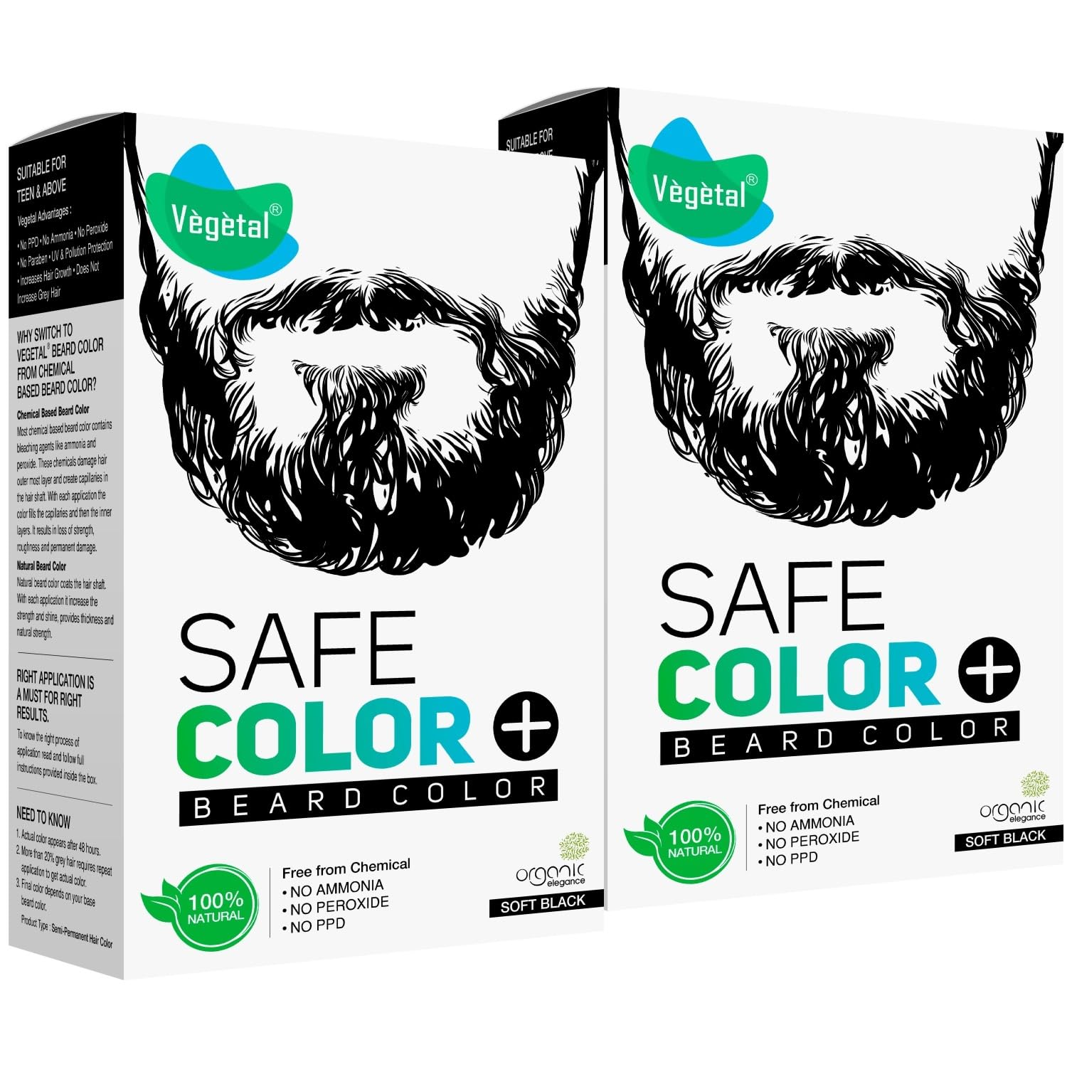Vegetal Safe Hair Color Soft Black 25Gm (Pack Of 2)  Certified Organic Chemical And Allergy Free Bio Natural Beard Hair Color 