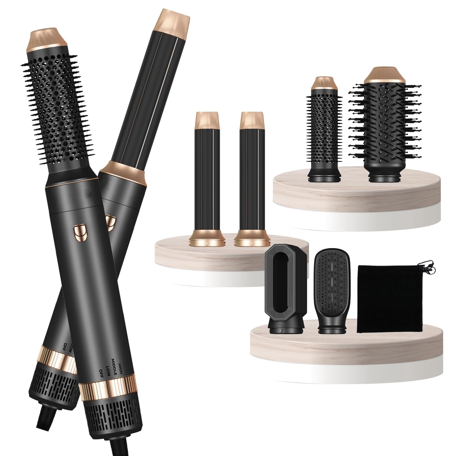 Hair Dryer Brush,6 in 1 Professional Hot Air Styler,Powerful Air Curling Wrap Styler,Hair Dryer Fast Drying, Multi Hair Stylerfo