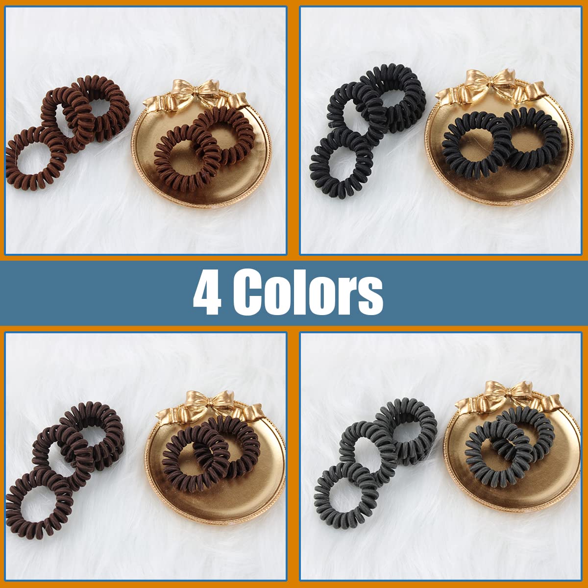 24 Pieces Spiral Ponytail Holders - Coil Hair Ties for Thick and Thin Hair, No Crease Ties for Women, Girls, and All Hair Types