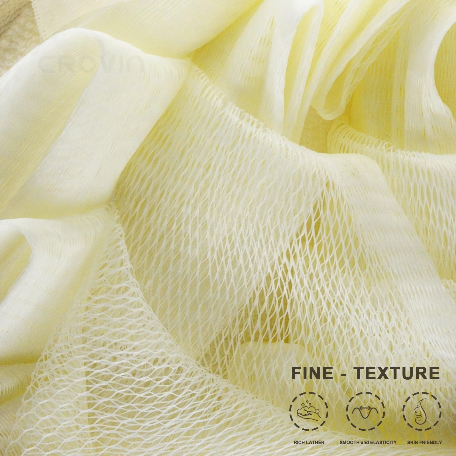 Crovin Bath Puff Shower Sponge - Premium Large 5X7 Exfoliating Pouf Mesh Sponge - 2 Count Loofahs Shower Scrubber For Men And Wo