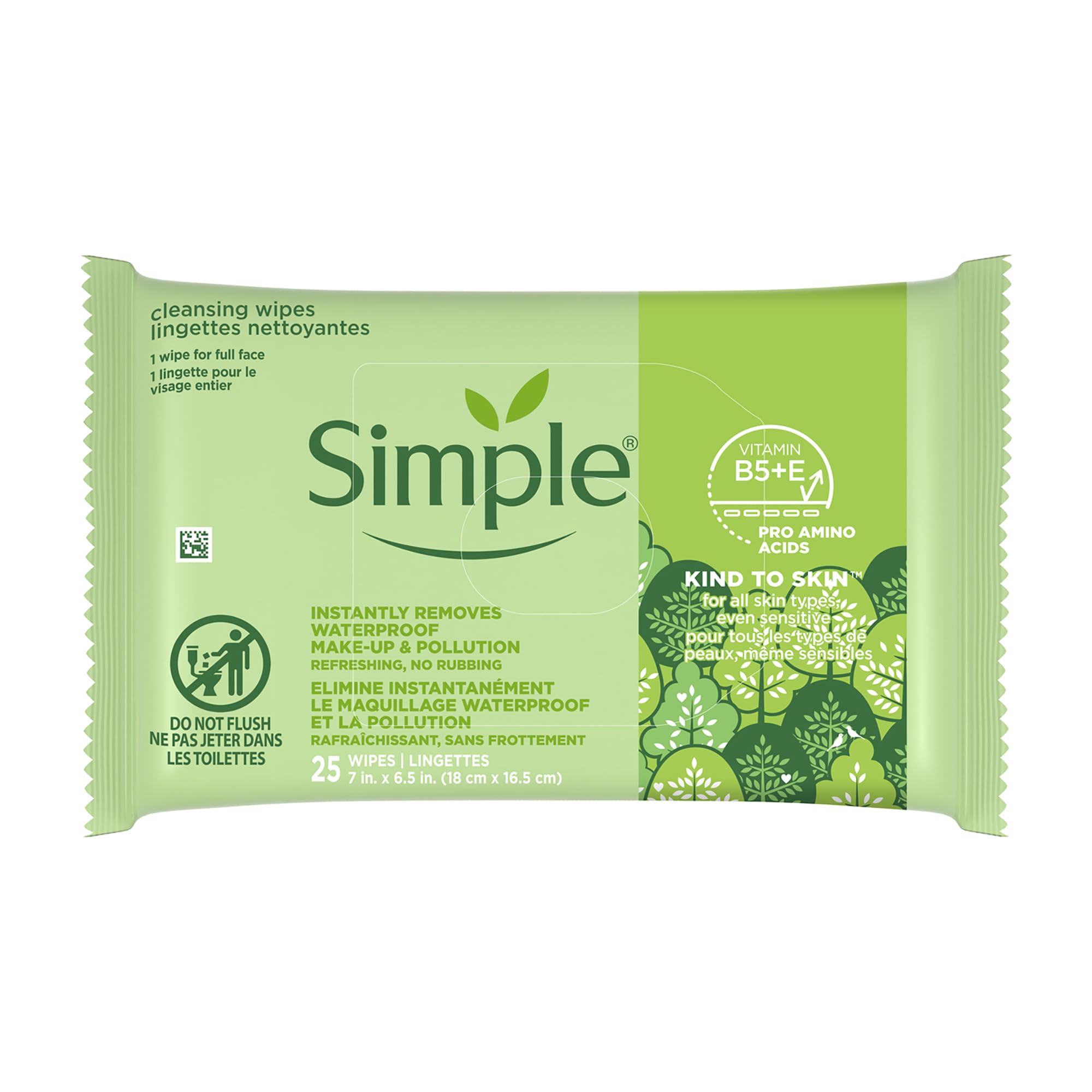 Simple Kind to Skin Facial Wipes Gentle and Effective Makeup Remover Cleansing Free from color and dye artificial perfume and ha