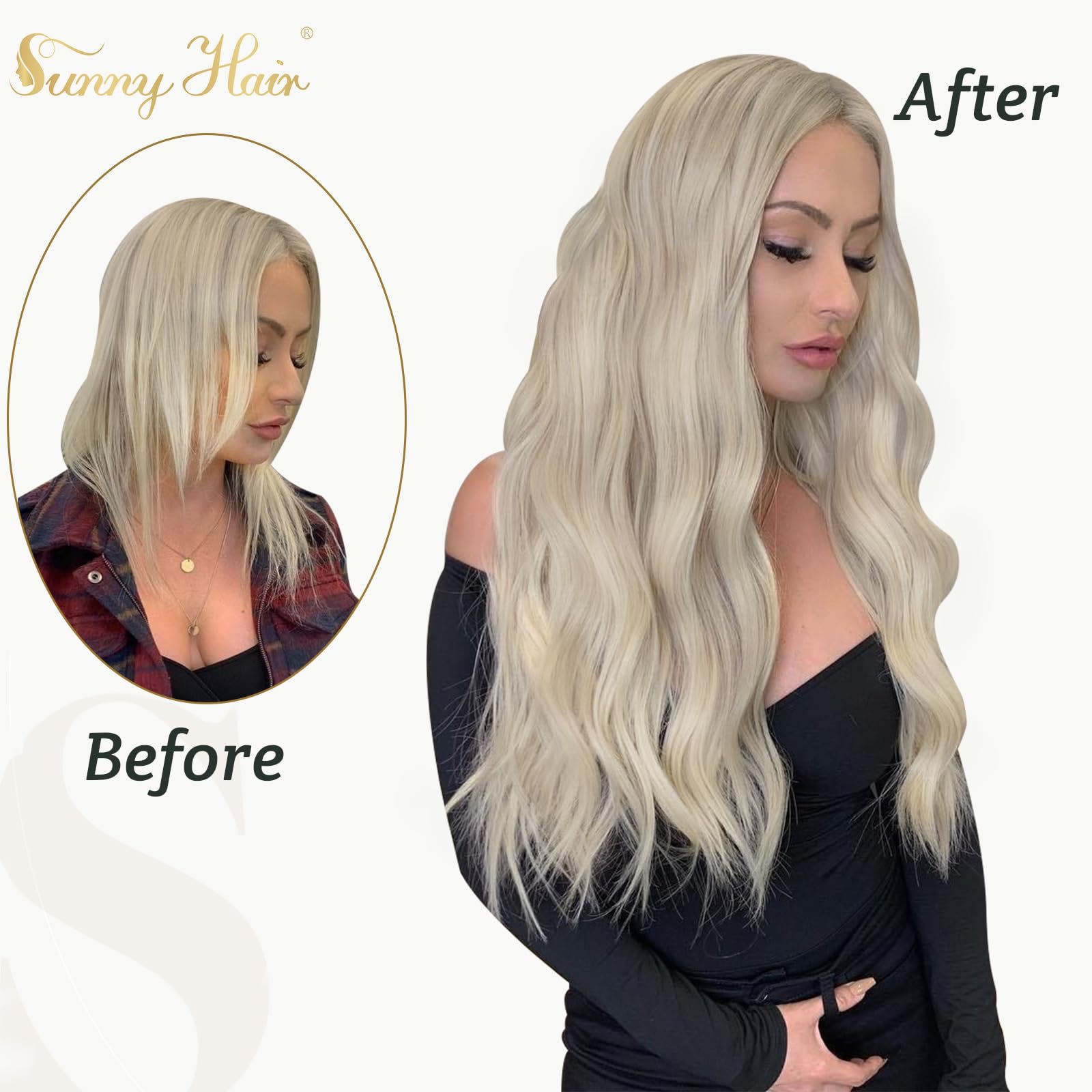 Sunny Blonde Human Hair Weft Extensions Platinum Blonde Sew In Hair Extensions Real Human Hair 22inch 100G Weft Hair Extensions