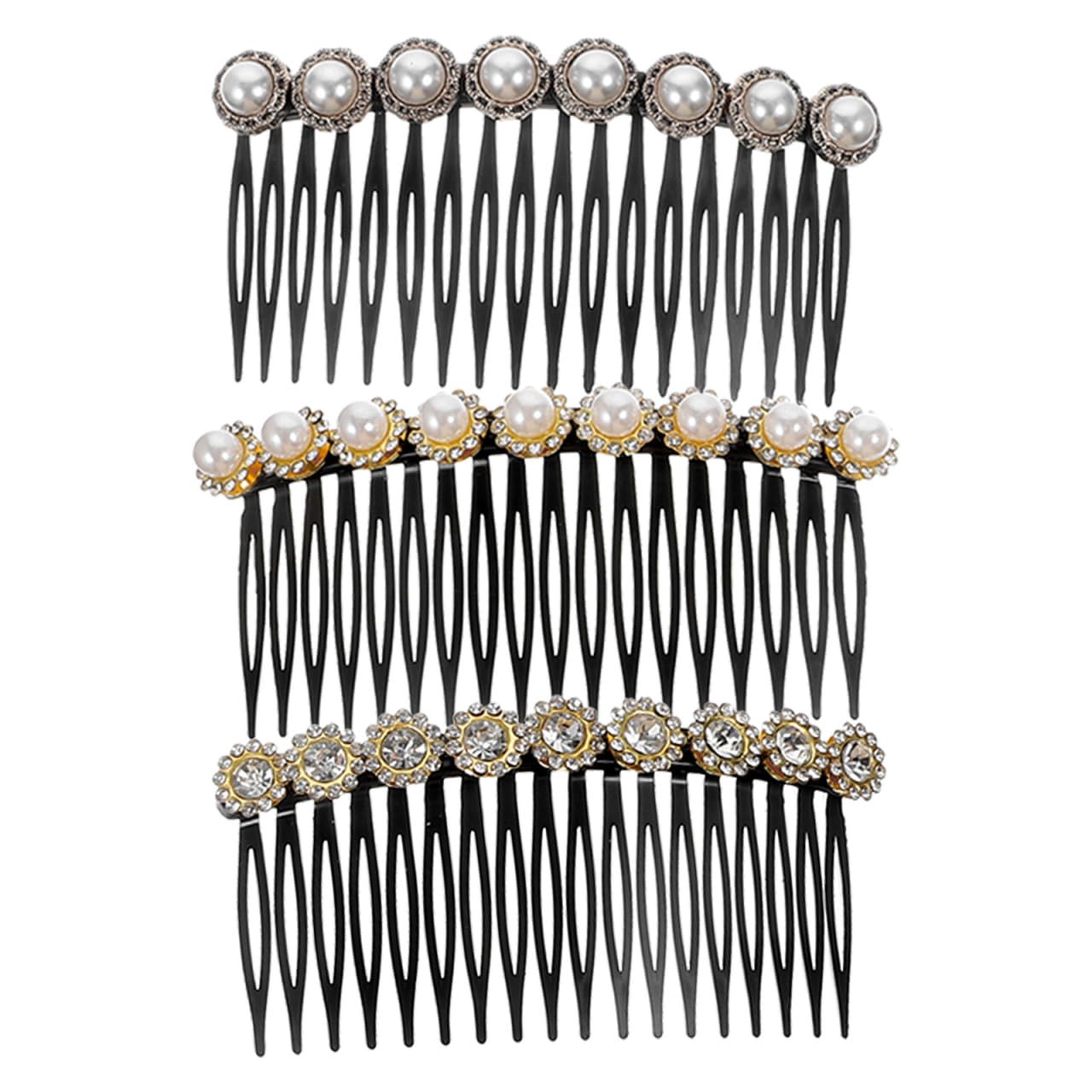 SAFIGLE 3pcs Pearl Decorative Hair Combs for Women:Hair Side Combs for Bridal Wedding Party Daily  Pearl and Rhinestone Tousle 