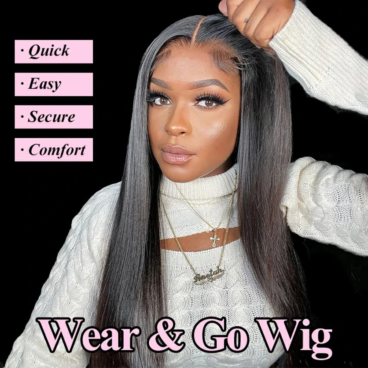 Isee Hair Hd Lace Front Wig Wear & Go Glueless Lace Wig Brazilian Straight Lace Wigs For Women No Glue 4X6 Lace Pre Cut Wig Huma