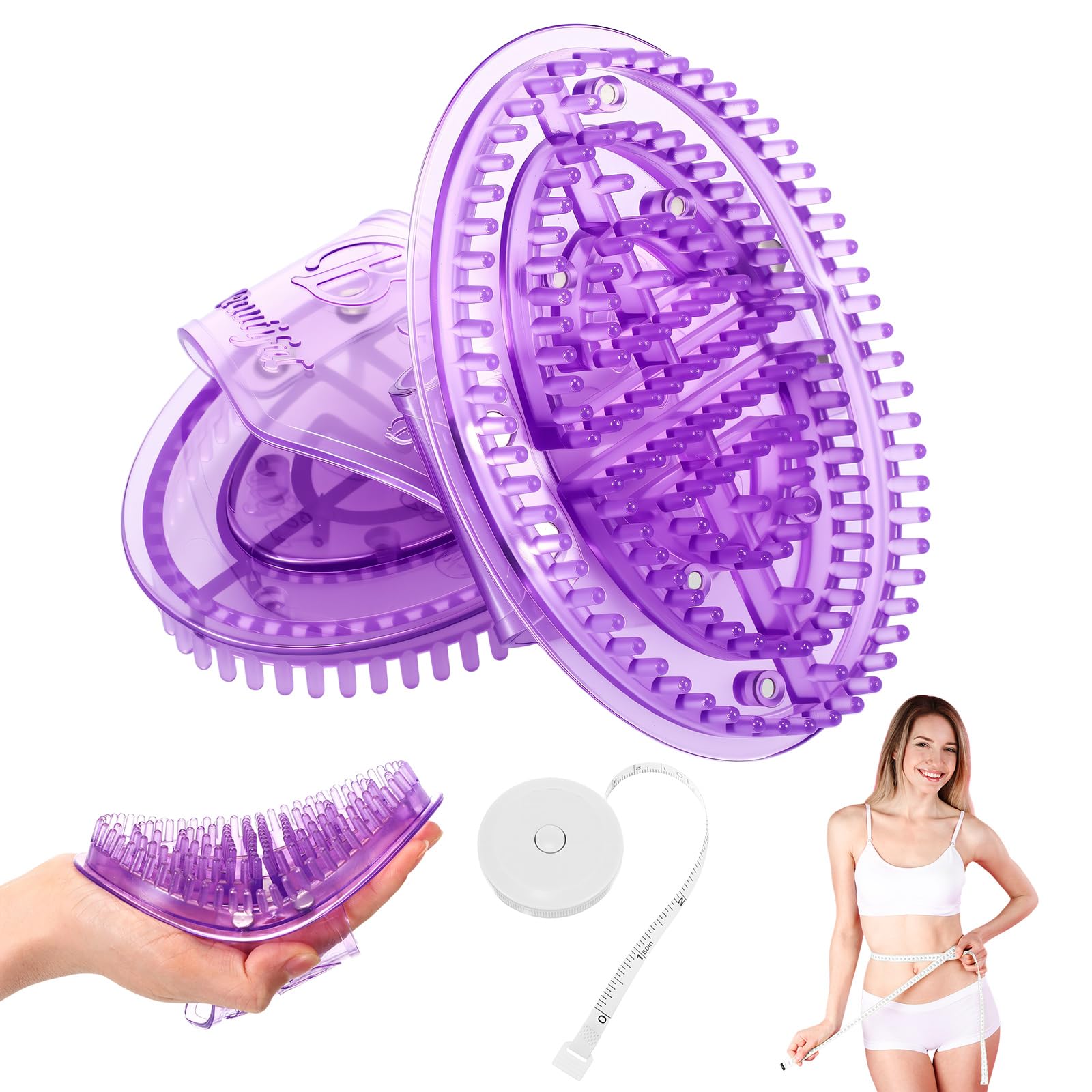 LemonRoad 2 Pcs Meridian Massage Brushes Silicone Body Brush with Tape