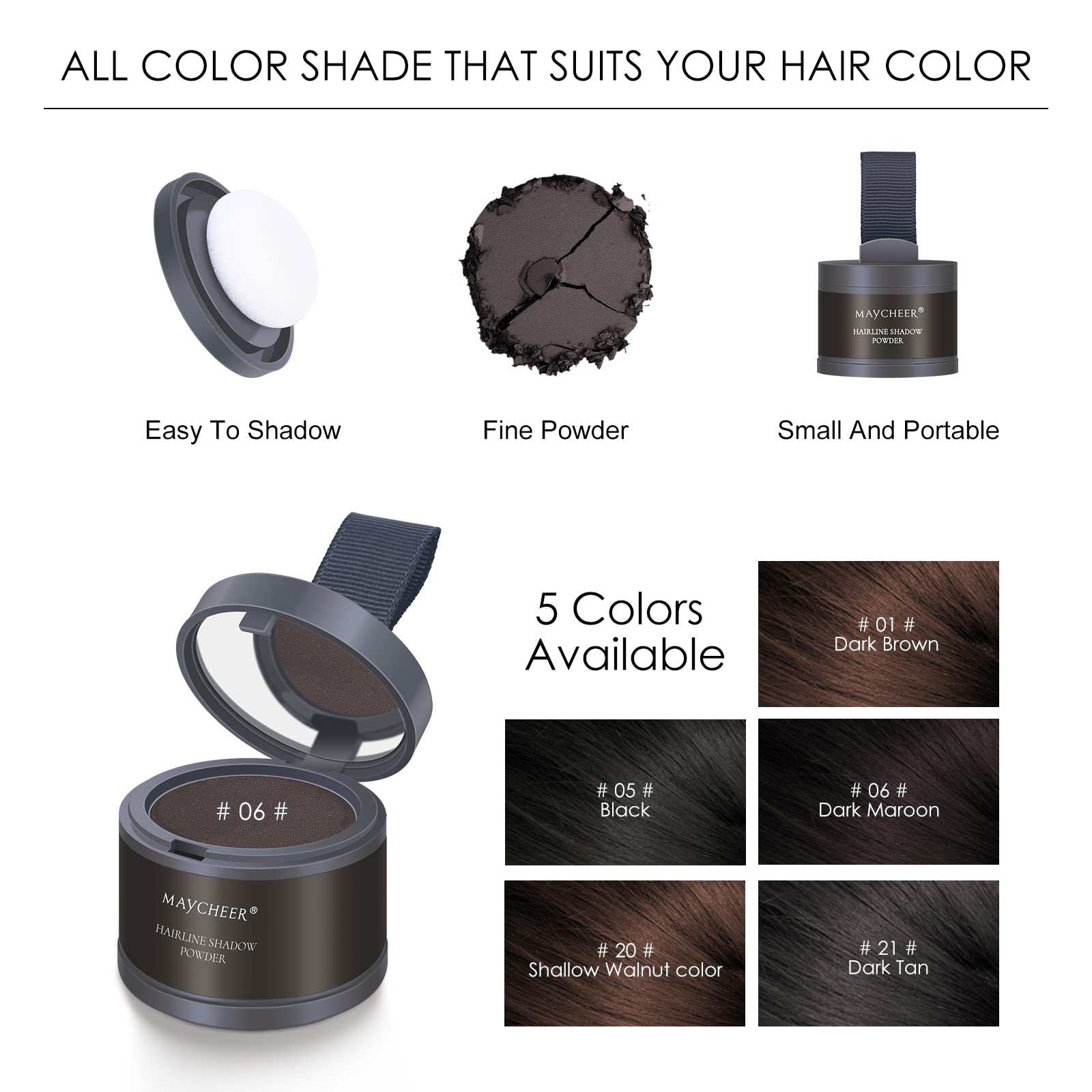 Freeorr Root Touch Up Powder - Hairline Shadow For Thinning Hair, Gray Coverage For Women And Men - Dark Maroon
