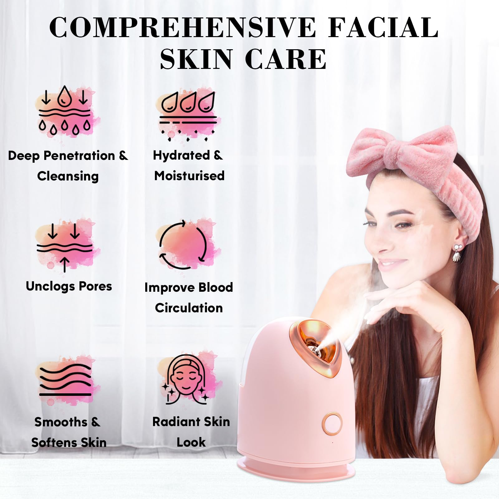 Pjordo Facial Steamer Spa Kit With 17 Skin Care Tools, Nano Ionic Face Steamer For Deep Cleaning Unclogs Pores, Warm Mist Humidi