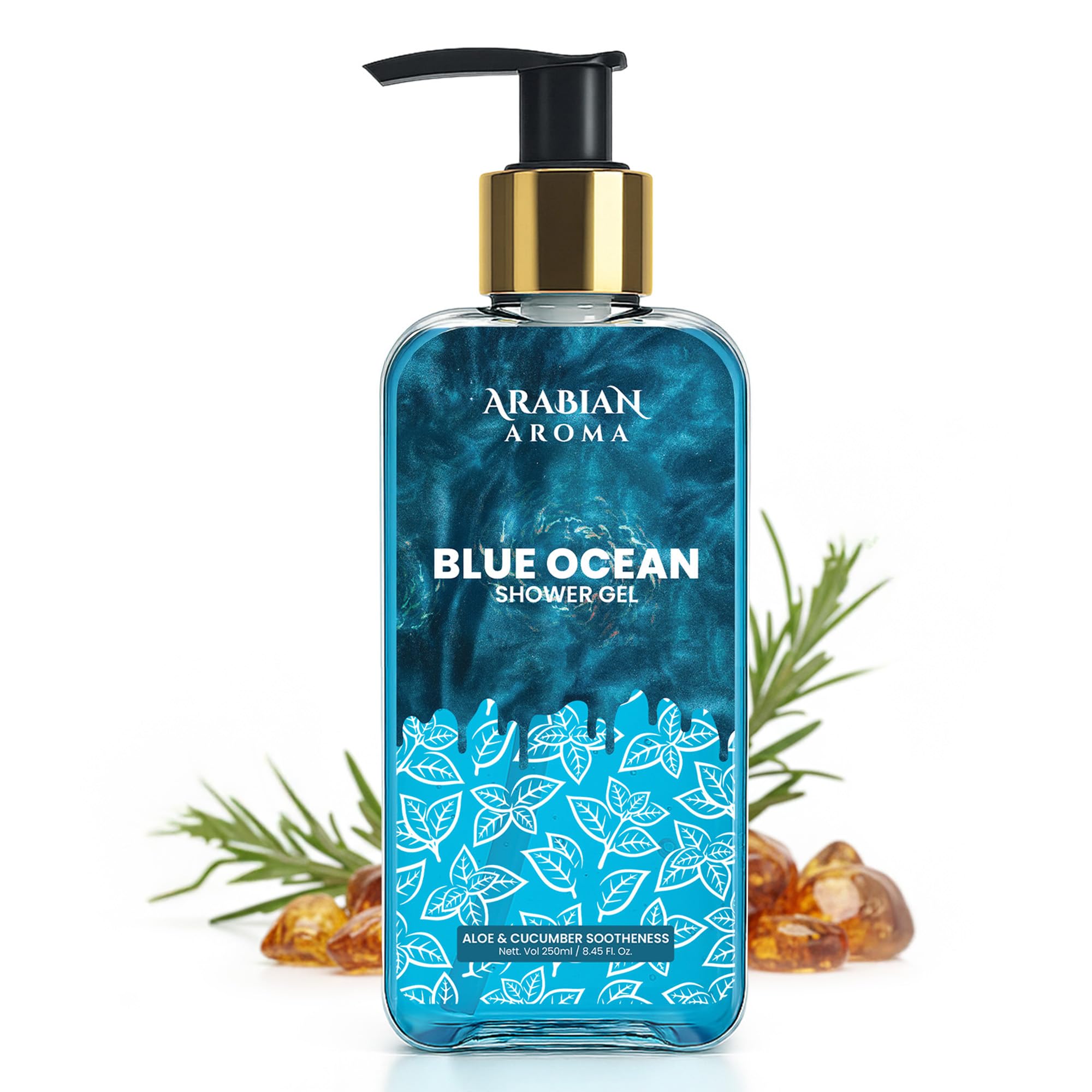 Arabian Aroma Blue Ocean Refreshing Shower Gel For Men | Deep Clean Hydration With Aloe & Cucumber | Long-Lasting Fresh Ocean Sc