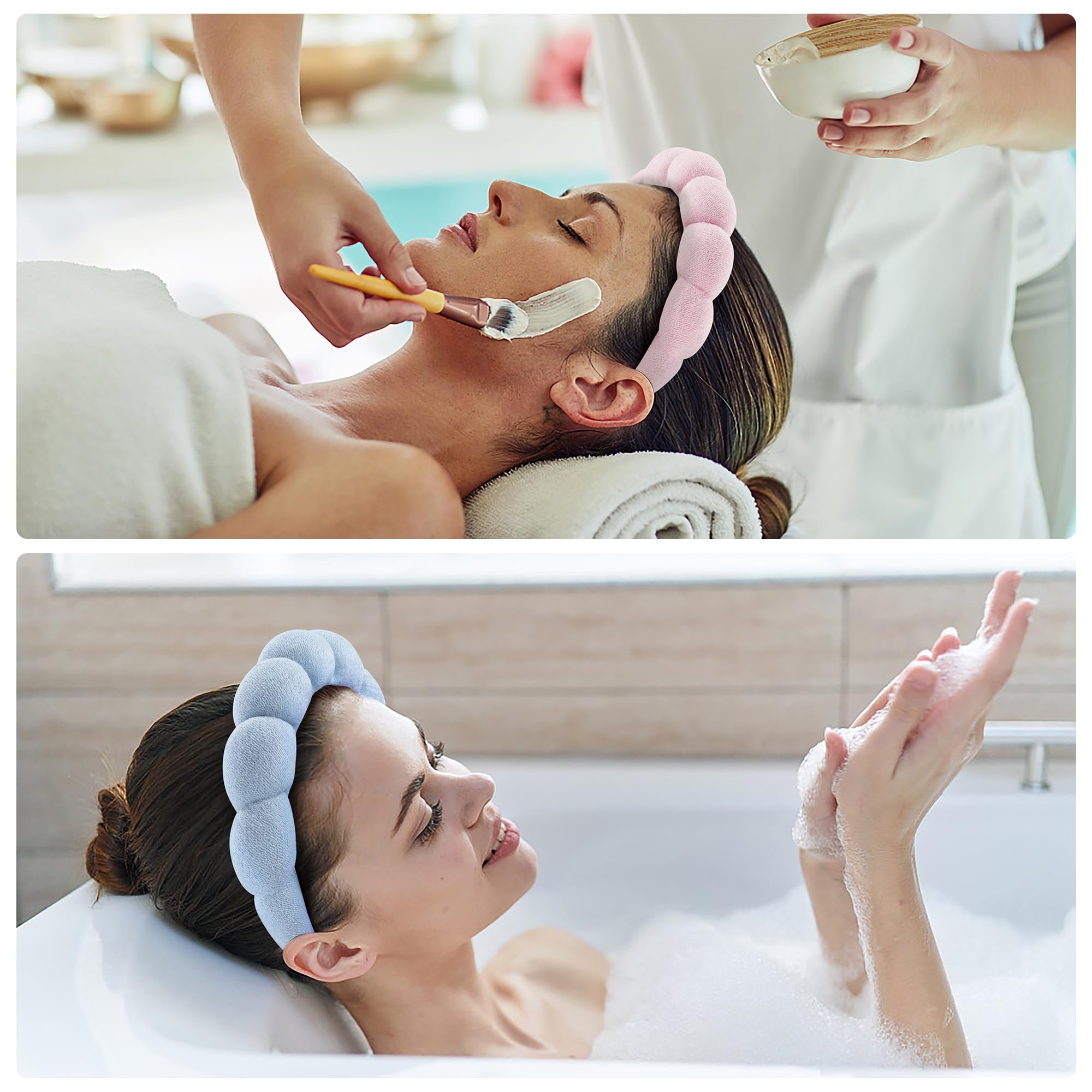 Ztomine Spa Headbands For Face Washing, Facials, Masks & Skin Treatments, Set Of 2, 100% Cotton Terry Cloth, Plush Soft Absorben