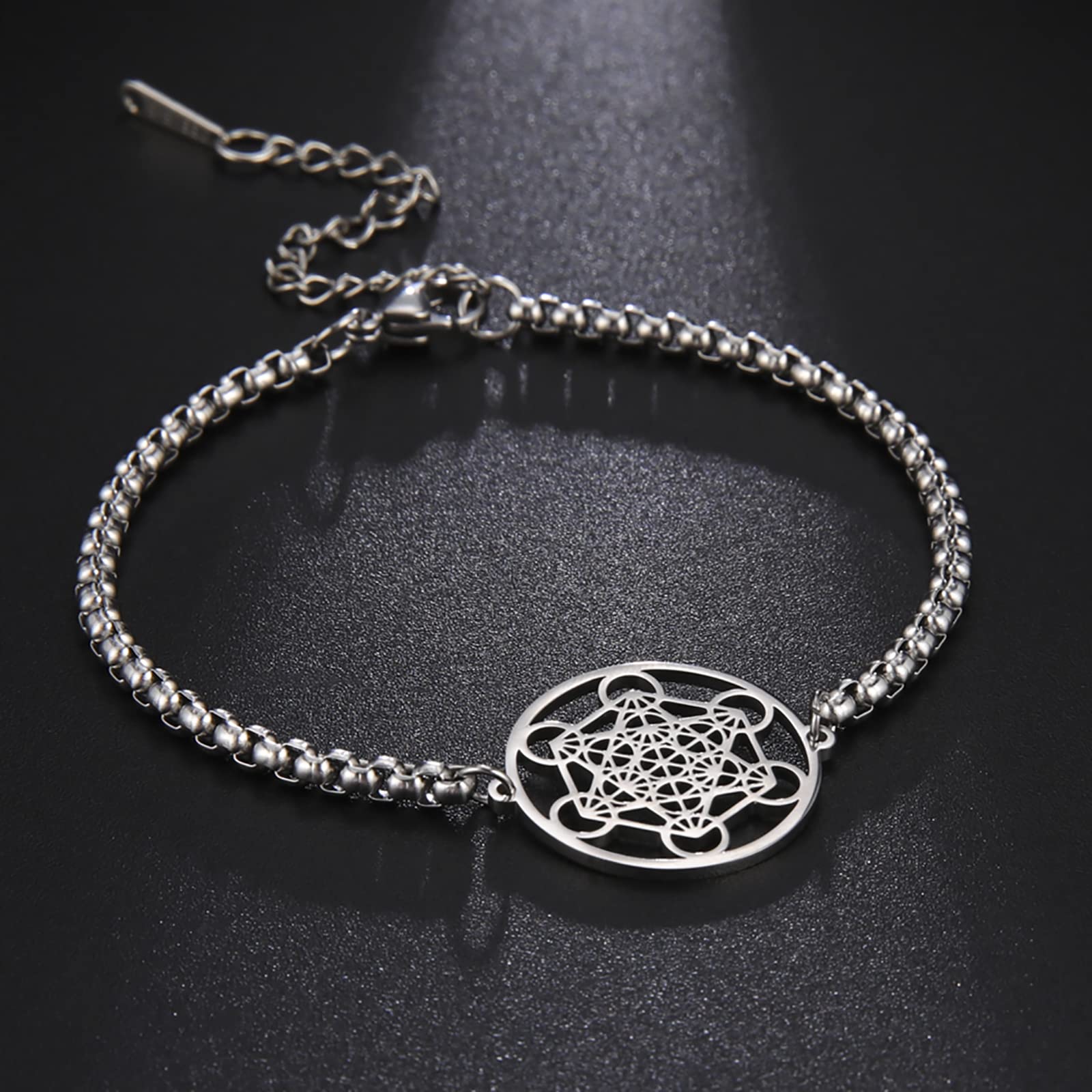 UNIFT Metatrons Cube Bracelet for Women Men Stainless Steel Archangel Metatron Cube Bracelet Sacred Geometry Talisman Jewelry (s
