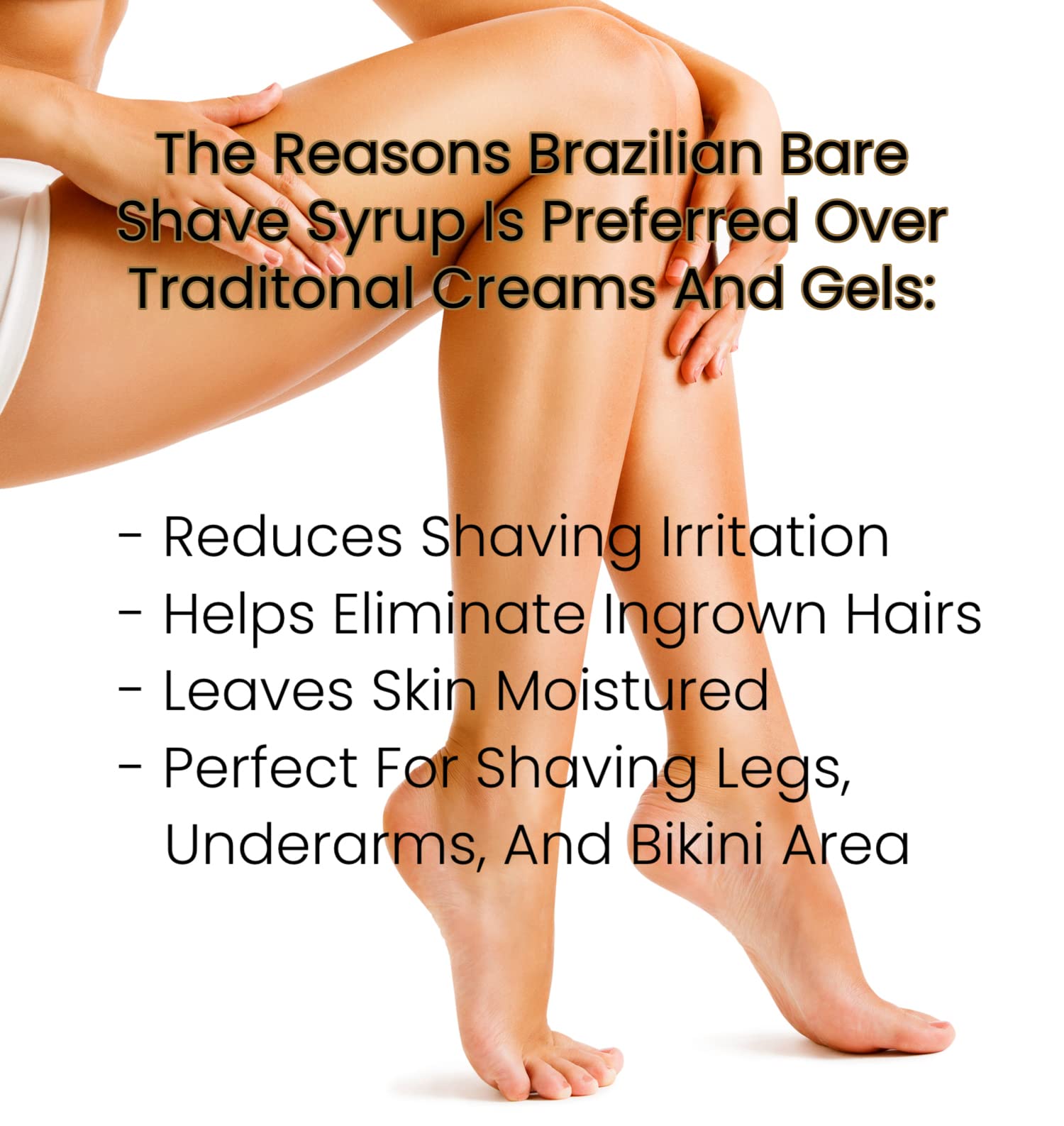 Brazilian Bare Shave Syrup, 4 Fl Oz - Brown, Model 150, Smooth Shaving Solution