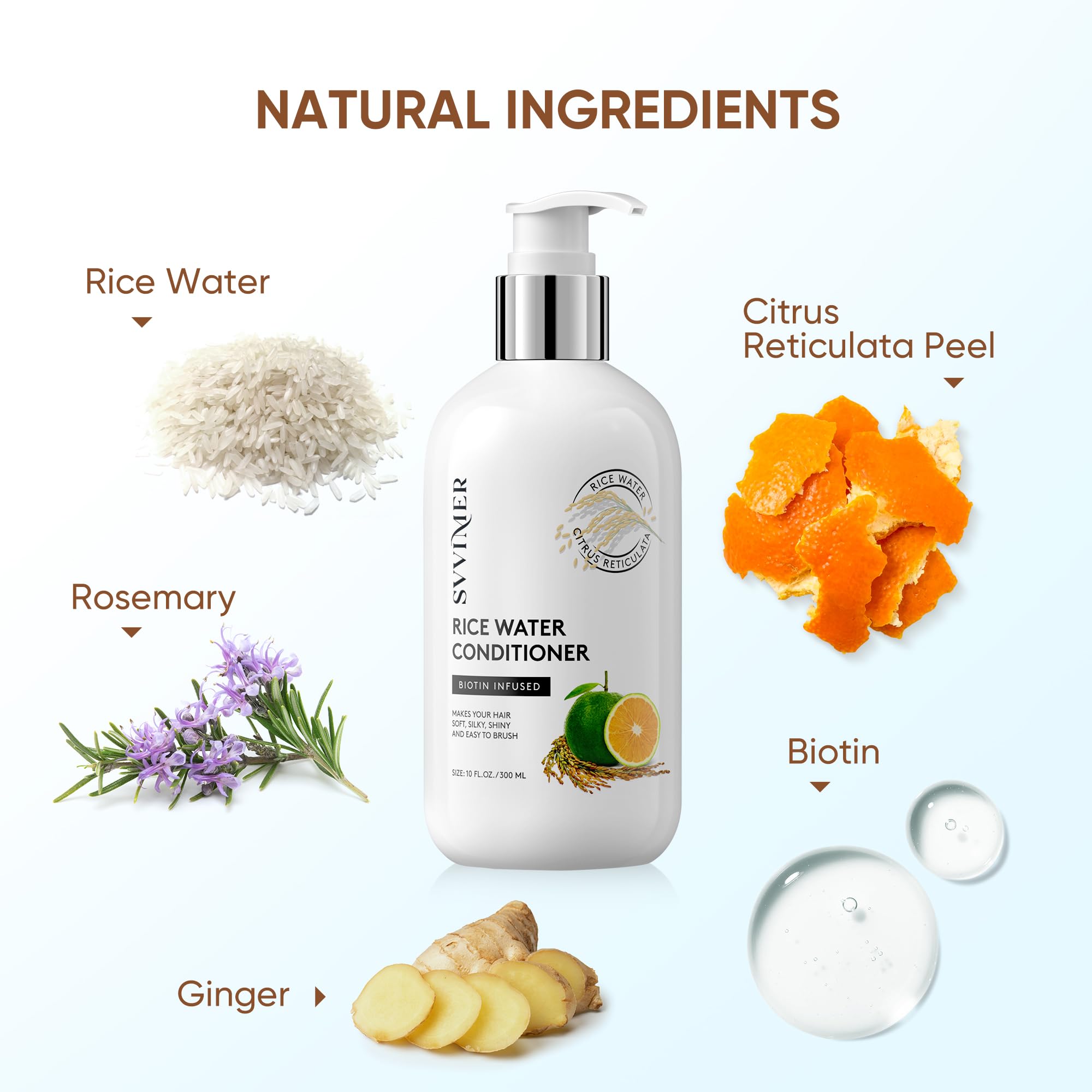 Svvimer Rice Water Hair Growth Conditioner - Thickening Conditioner With Biotin For Hair Loss And Thinning Hair - Sulfate Free F