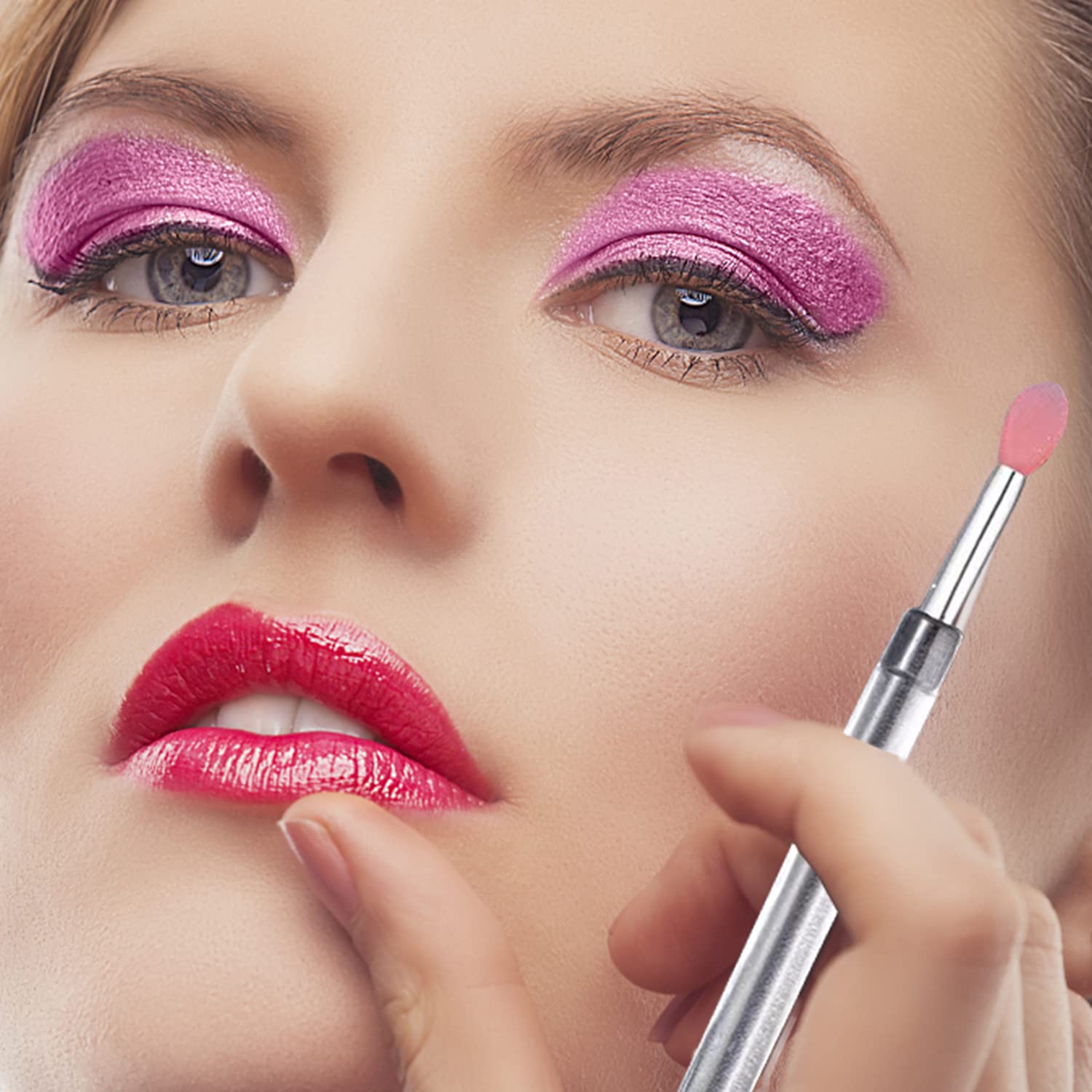 Lip Brush, 6Pcs Silicone Lip Applicator Reusable Lip Mask Applicator, Silicone Lip Brush Retractable Lip Gloss Balm Applicator E